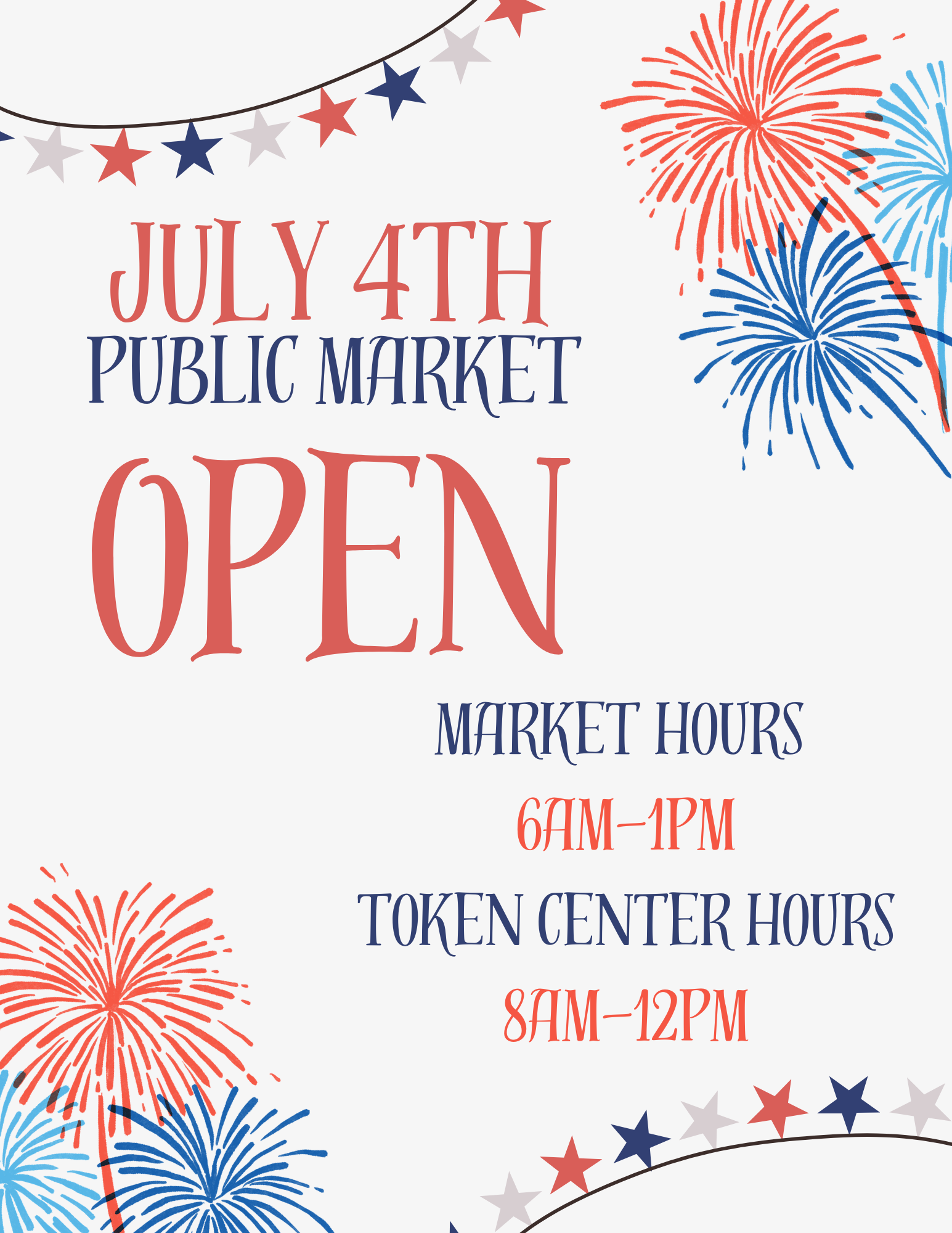 The public market is open july 4th