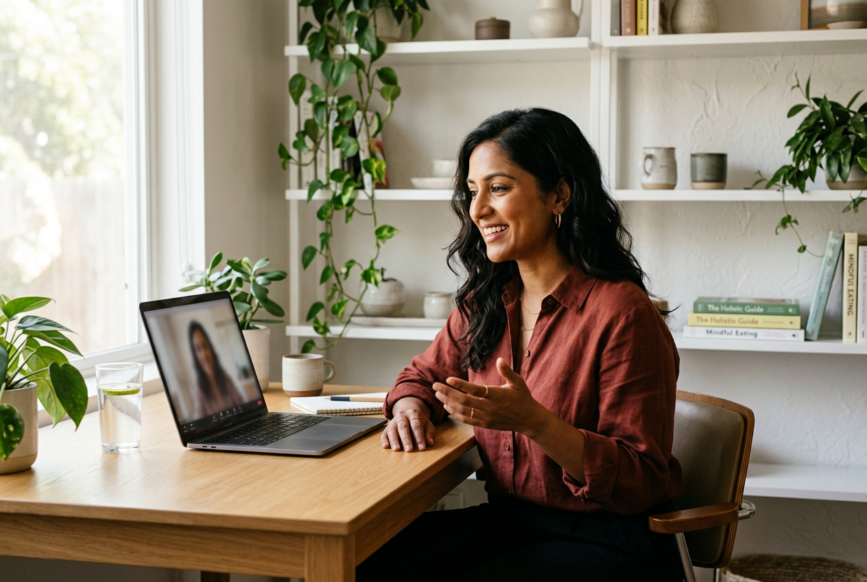 Nutritionist at a virtual appointment