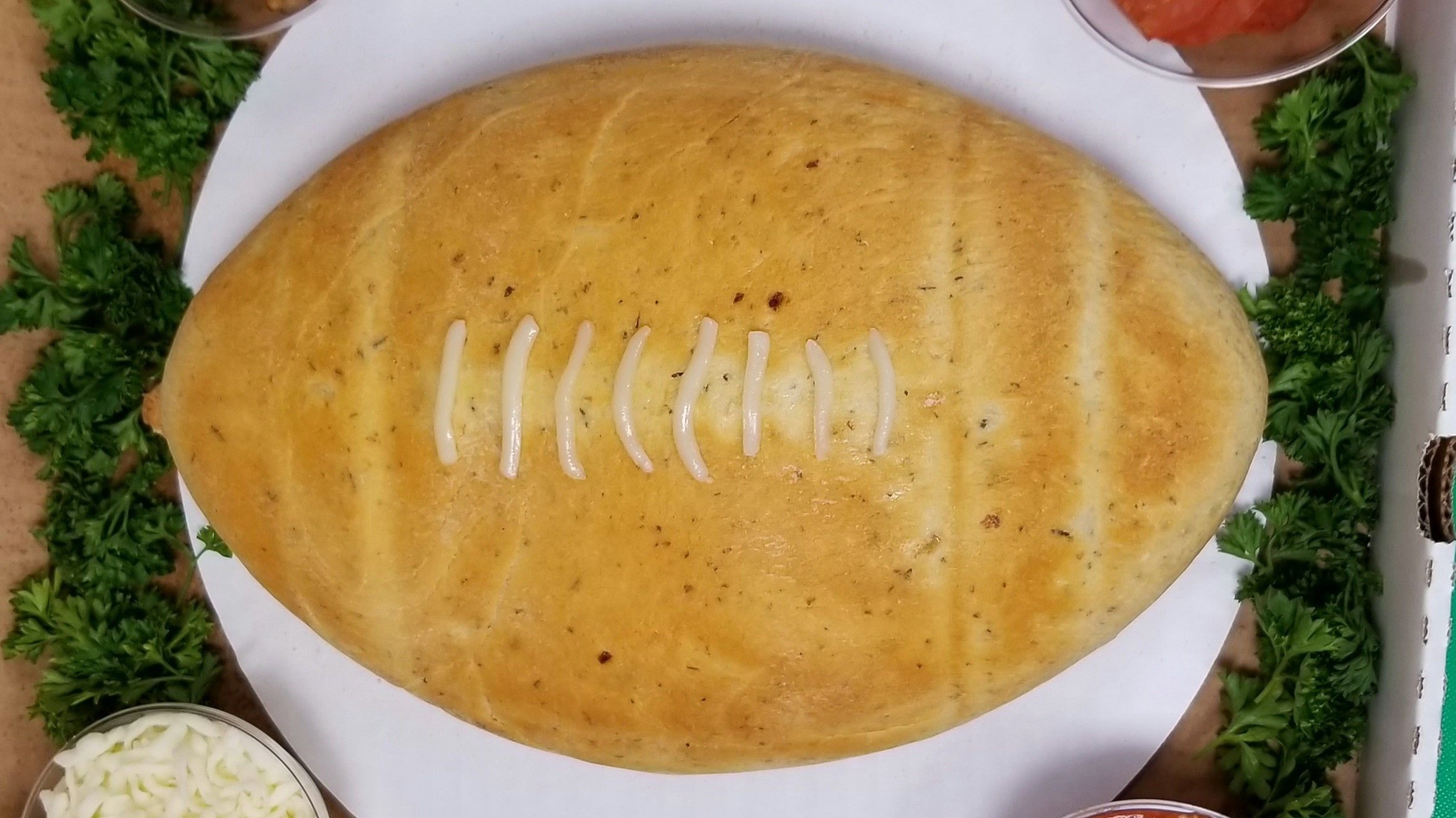 Football Shaped Stuffed Crust Pizza