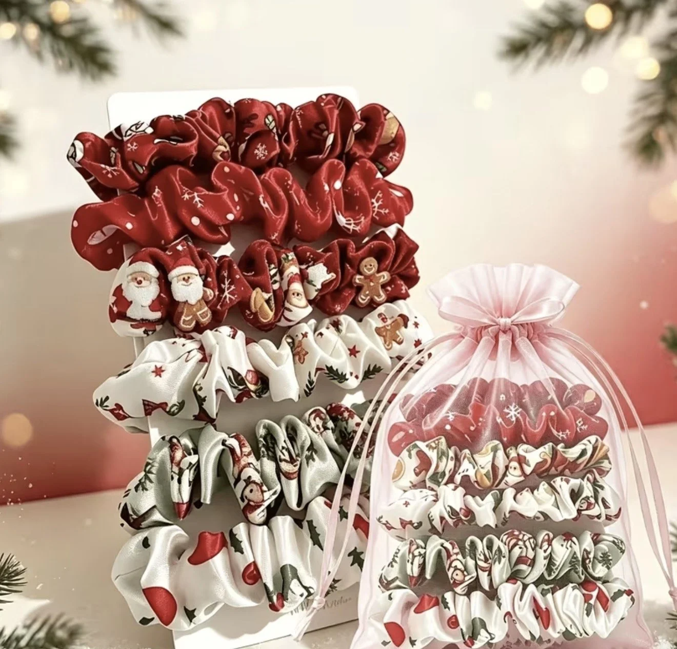 Christmas Satin Scrunchie Small