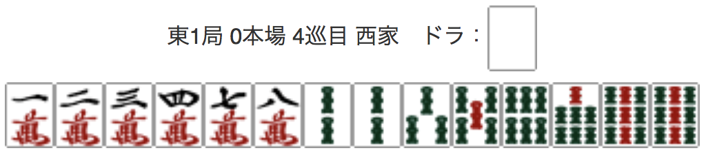 East 1, 0 Honba, 4th Turn, Seat Wind: West, Dora: Haku