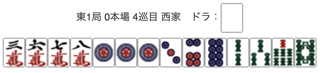 East 1, 0 Honba, 4th Turn, Seat Wind: West, Dora: Haku