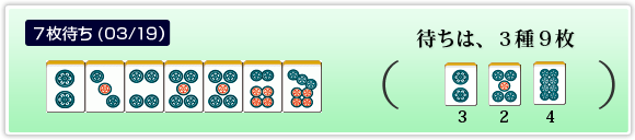 7 Tiles (03/19) Waiting on 3 Tile Types, 9 Tiles in Total 2P has 3 Tiles, 5P has 2 Tiles and 8P has 4 Tiles remaining