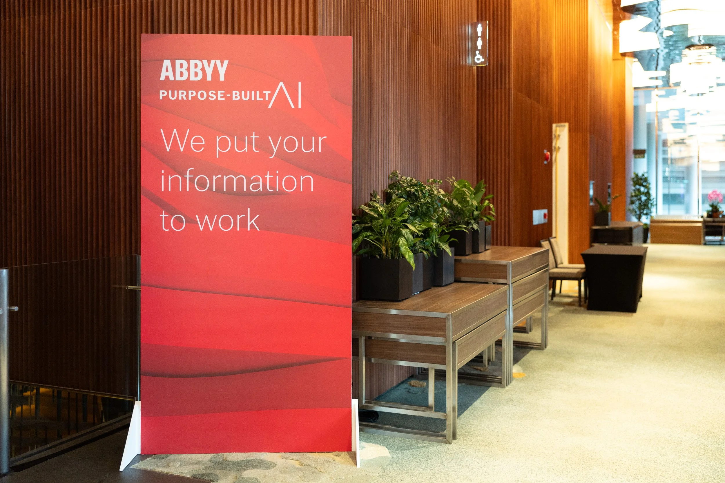  ABBYY enterprise software seminar banner at PARKROYAL COLLECTION Pickering featuring event logo and tagline. 
