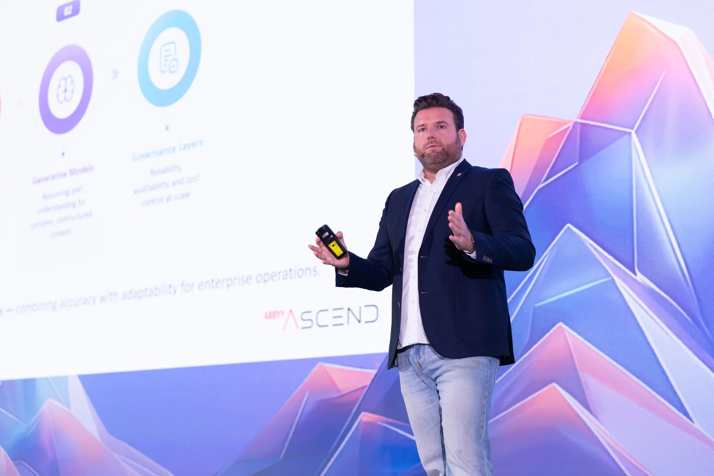  Keynote speaker Maxime Vermeir delivering a session at the ABBYY customer showcase. 