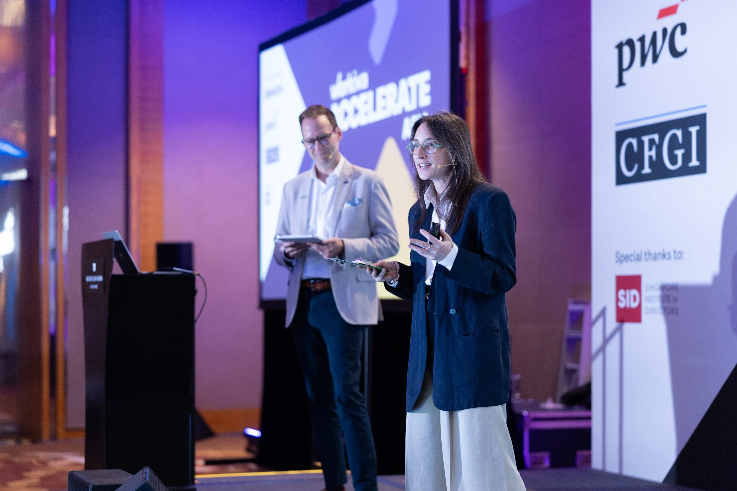  Panelist Alyssa Zucker speaking during an executive session at Workiva Accelerate Asia. 