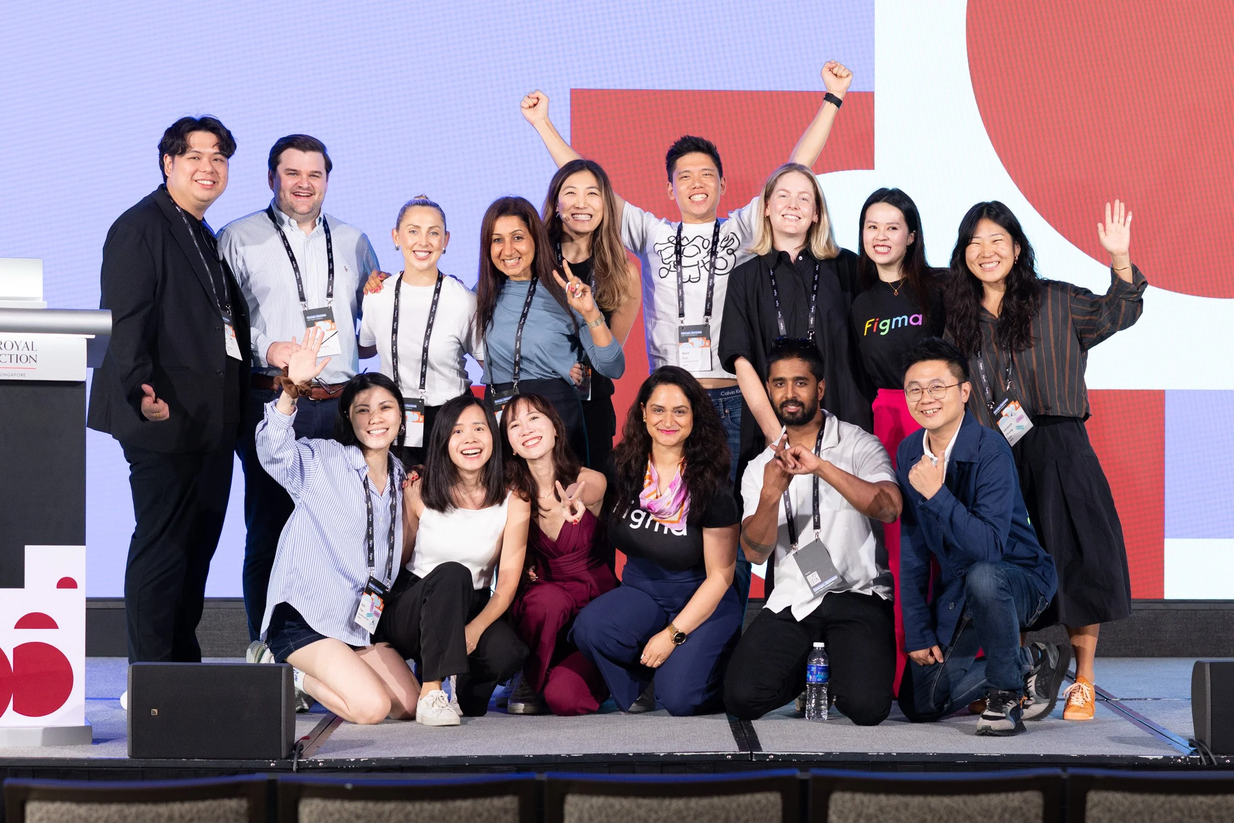  Posed group portrait of the Figma staff team at the Singapore event. 