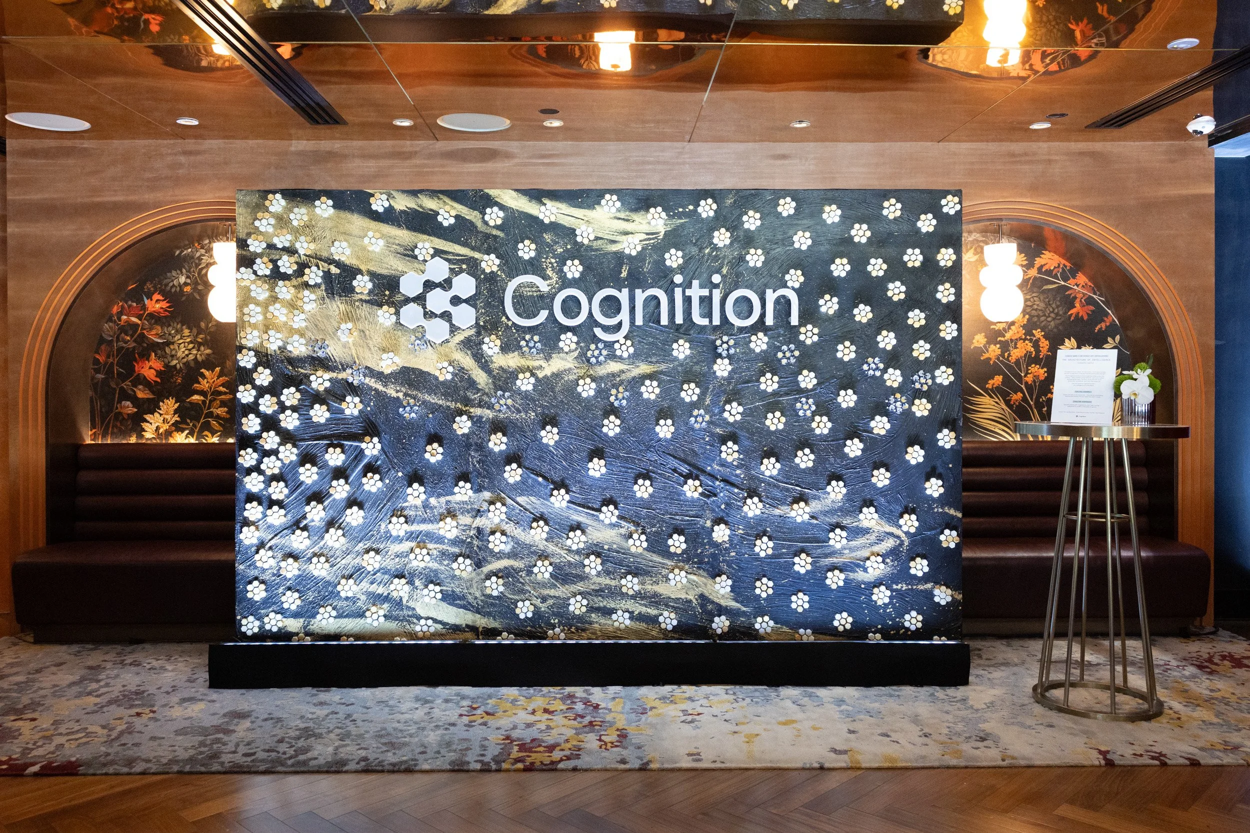  Custom Janice Wong chocolate wall feature displaying Cognition corporate branding at Anti:Dote. 