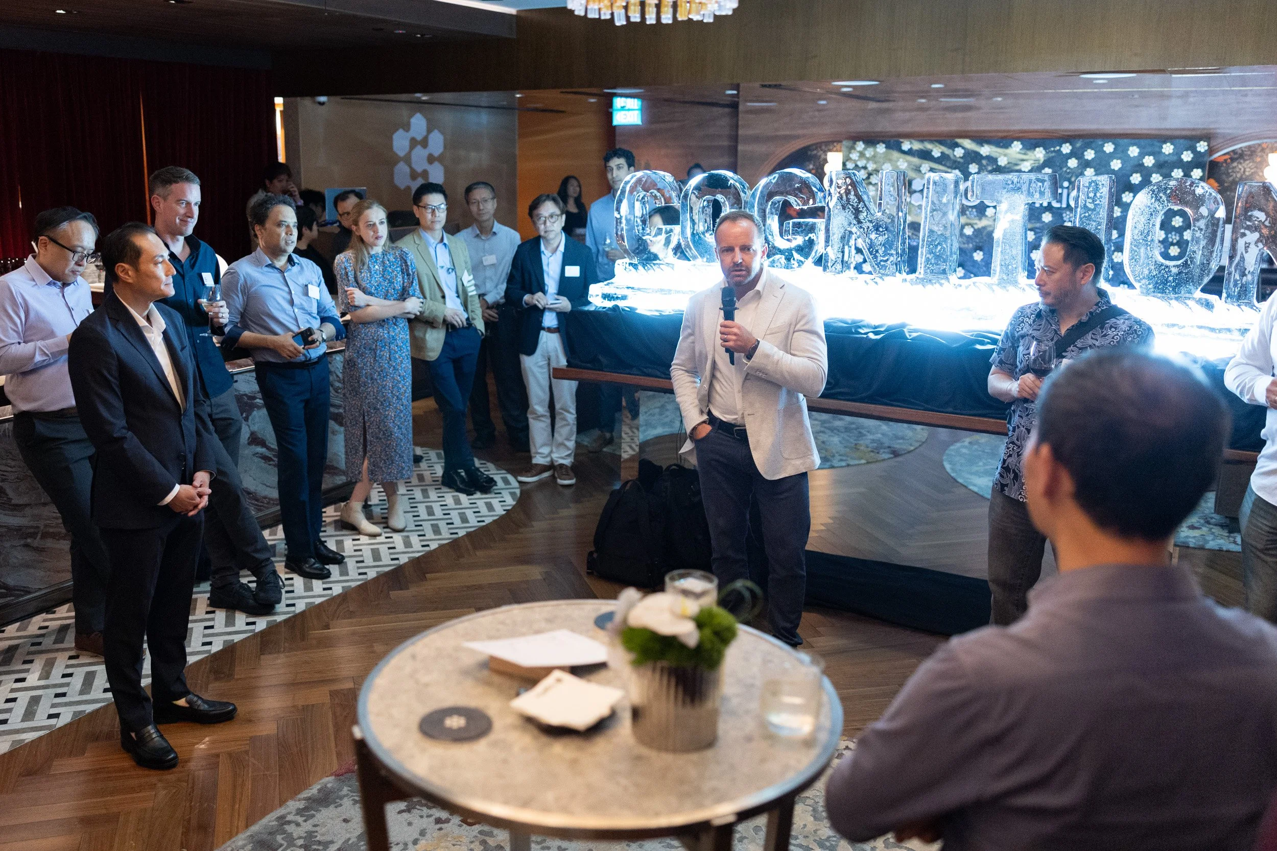  Richard Spence engaging with attendees during the evening cocktail networking session. 