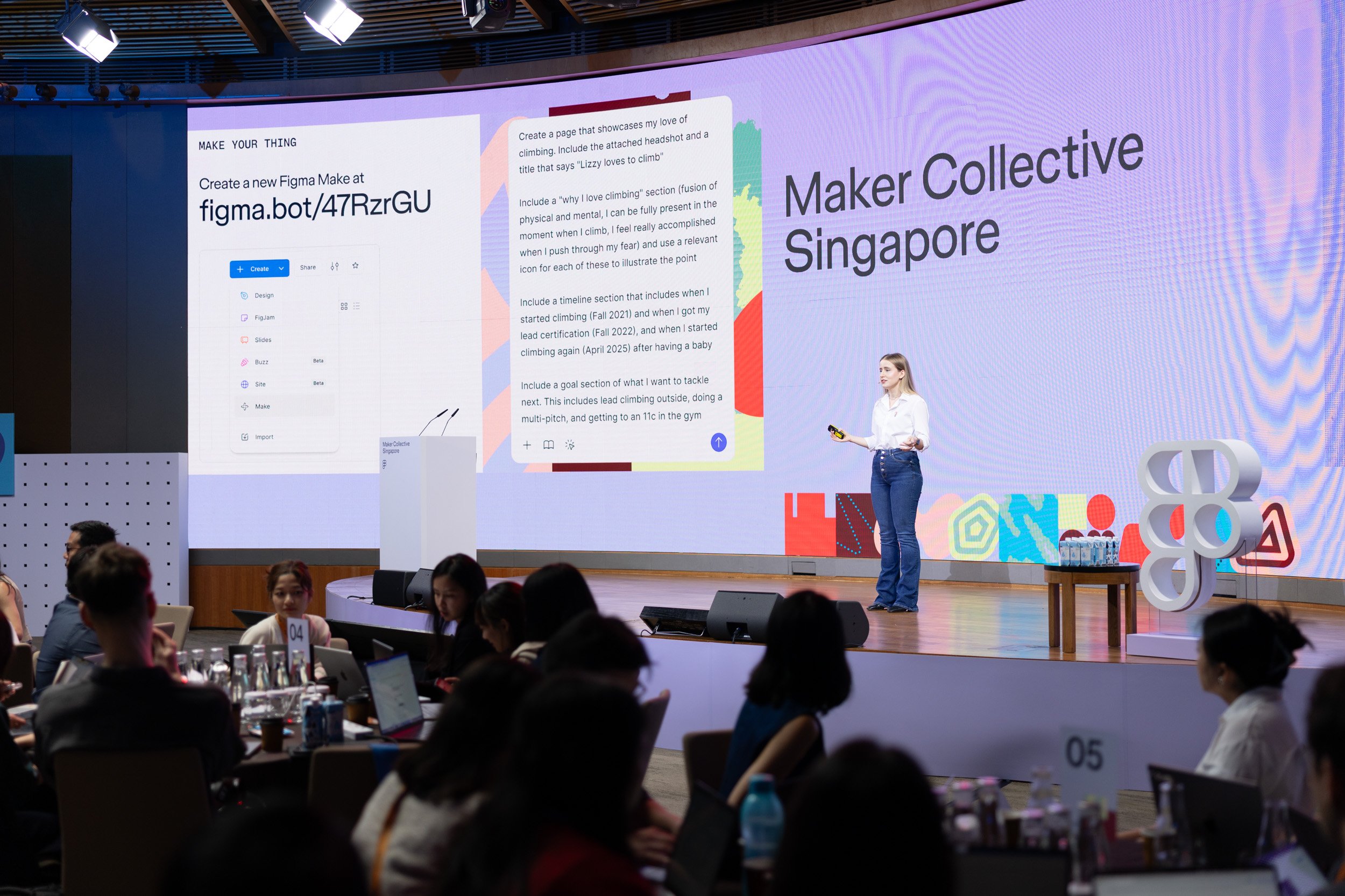  Izabella Białkowska delivering a keynote presentation at Figma's Maker Collective event. 