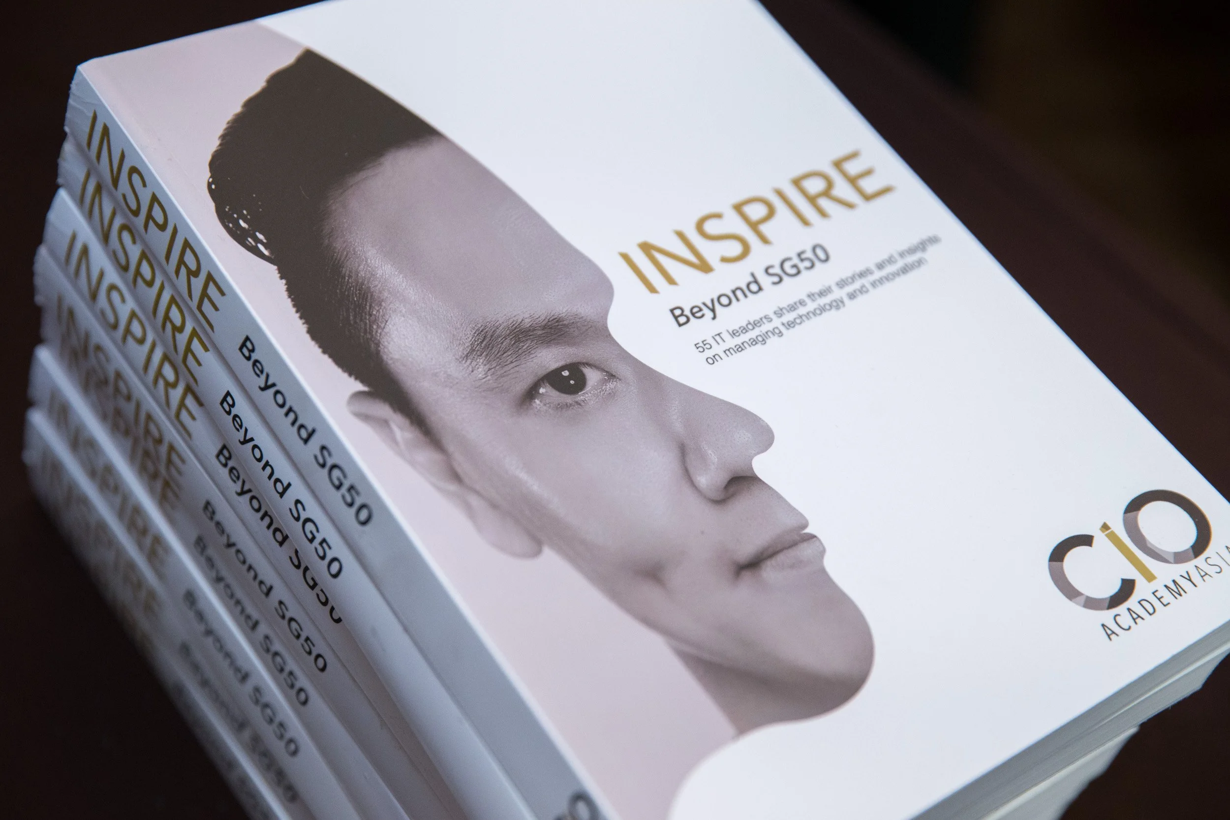  Product close-up shot of the newly published "Inspire Beyond SG50" hardcover book. 