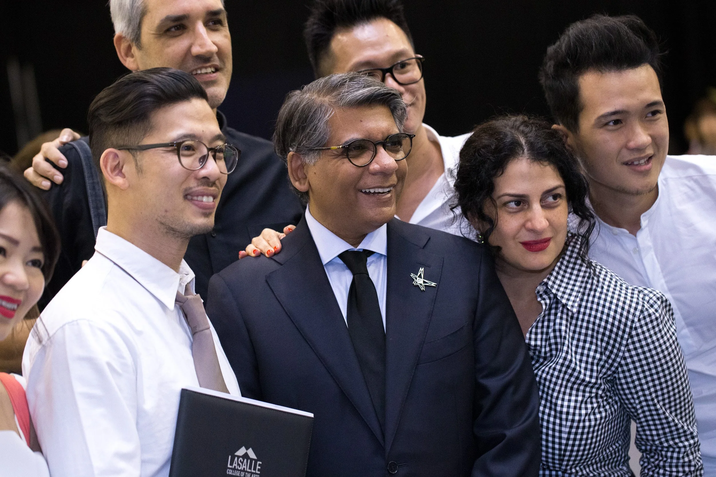  LASALLE President Dr. Venka Purushothaman posing with distinguished guests during the networking reception. 