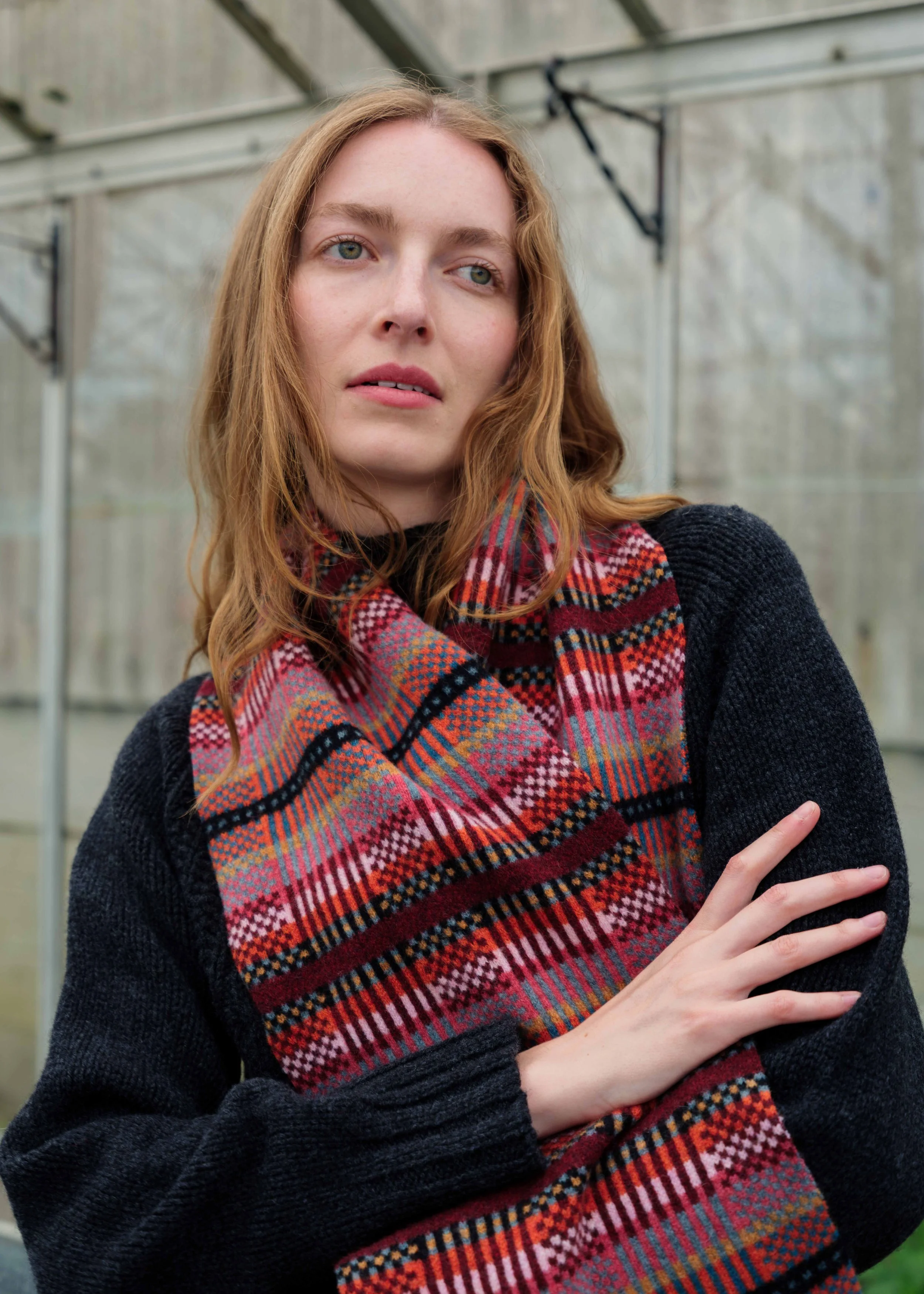 Modern Tartan Scarf in Forest