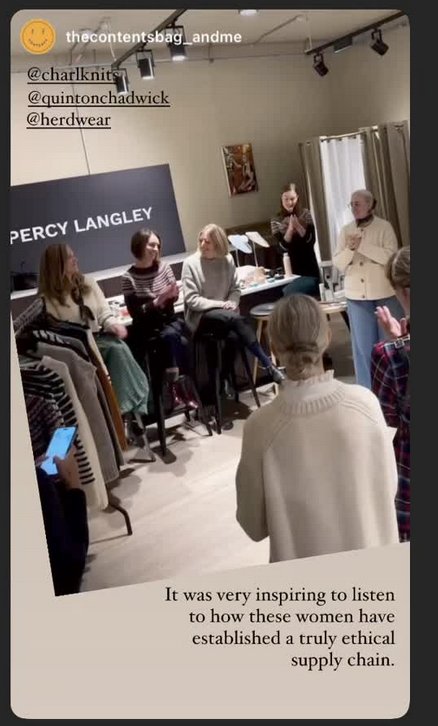 Jess on panel for sustainable Knitwear event At Percy Langley store