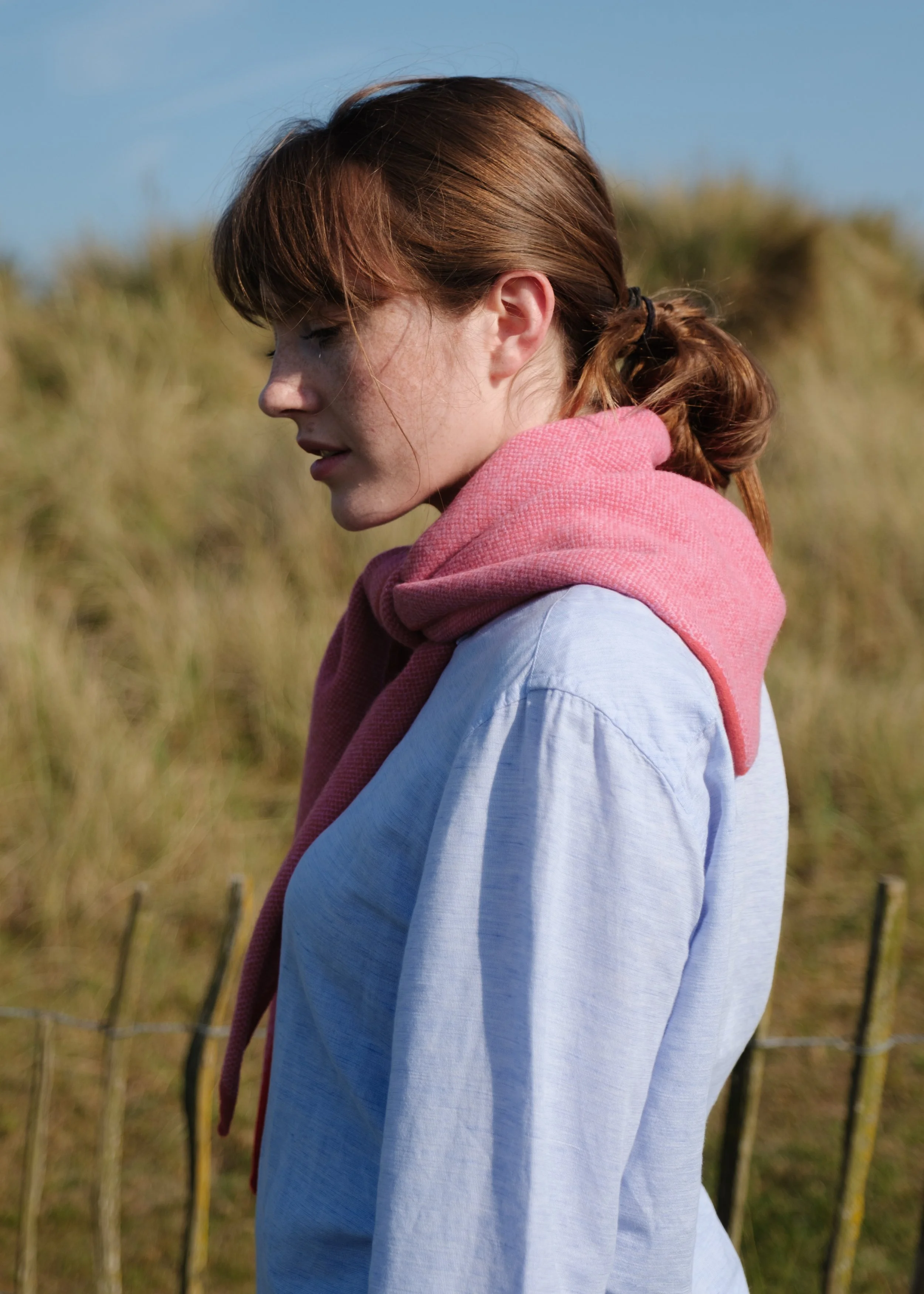 Triangle Scarf in Berry Colours