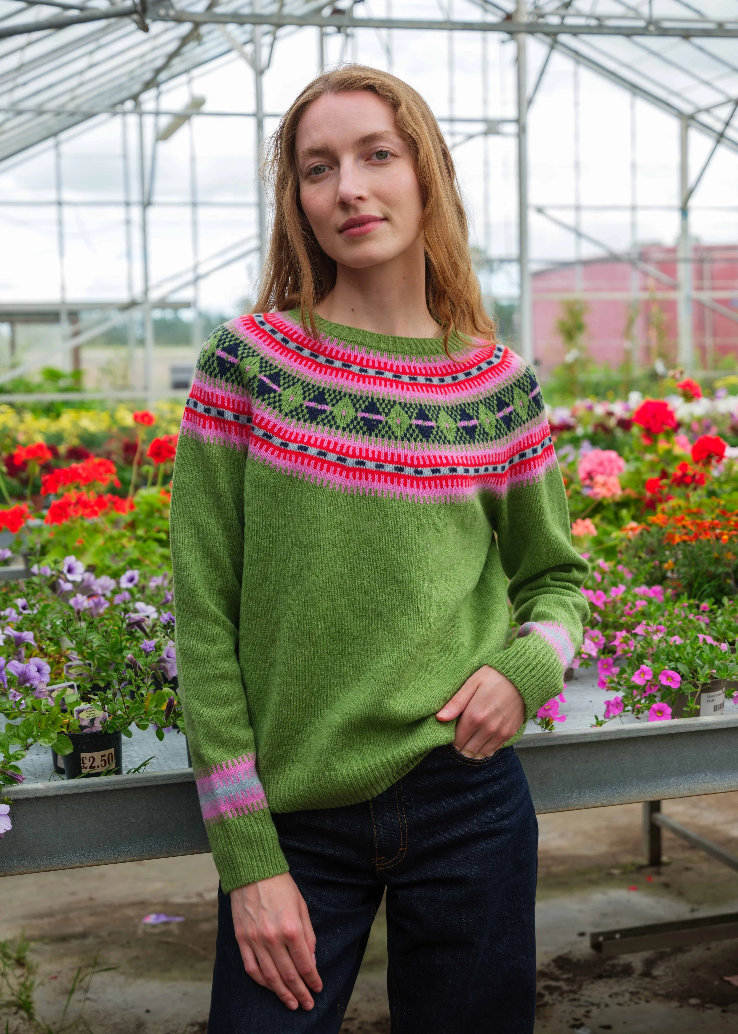 Fairisle Yoke Jumper in Apple Green (Pre-Order)