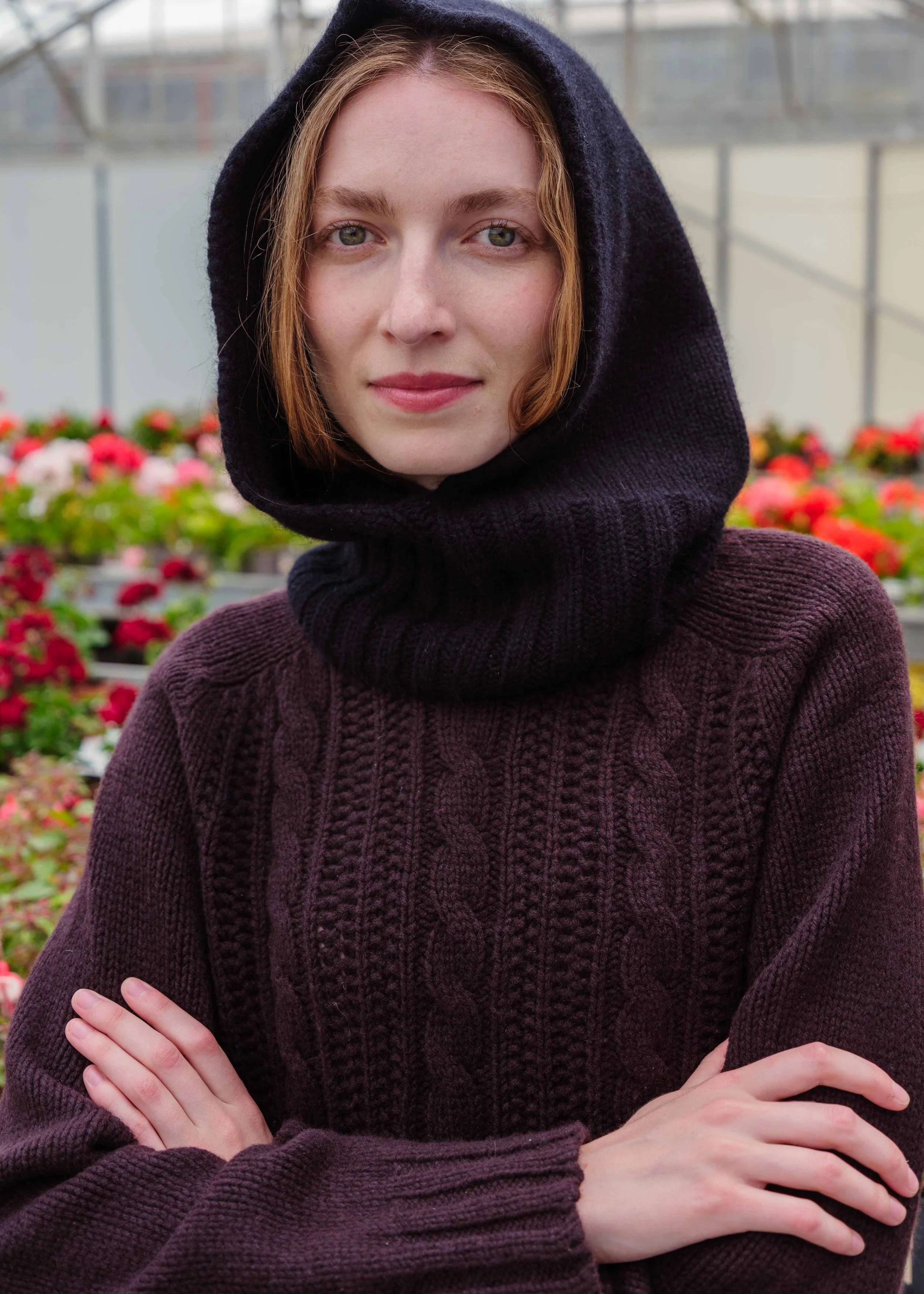 Angora Hooded Cowl in Black