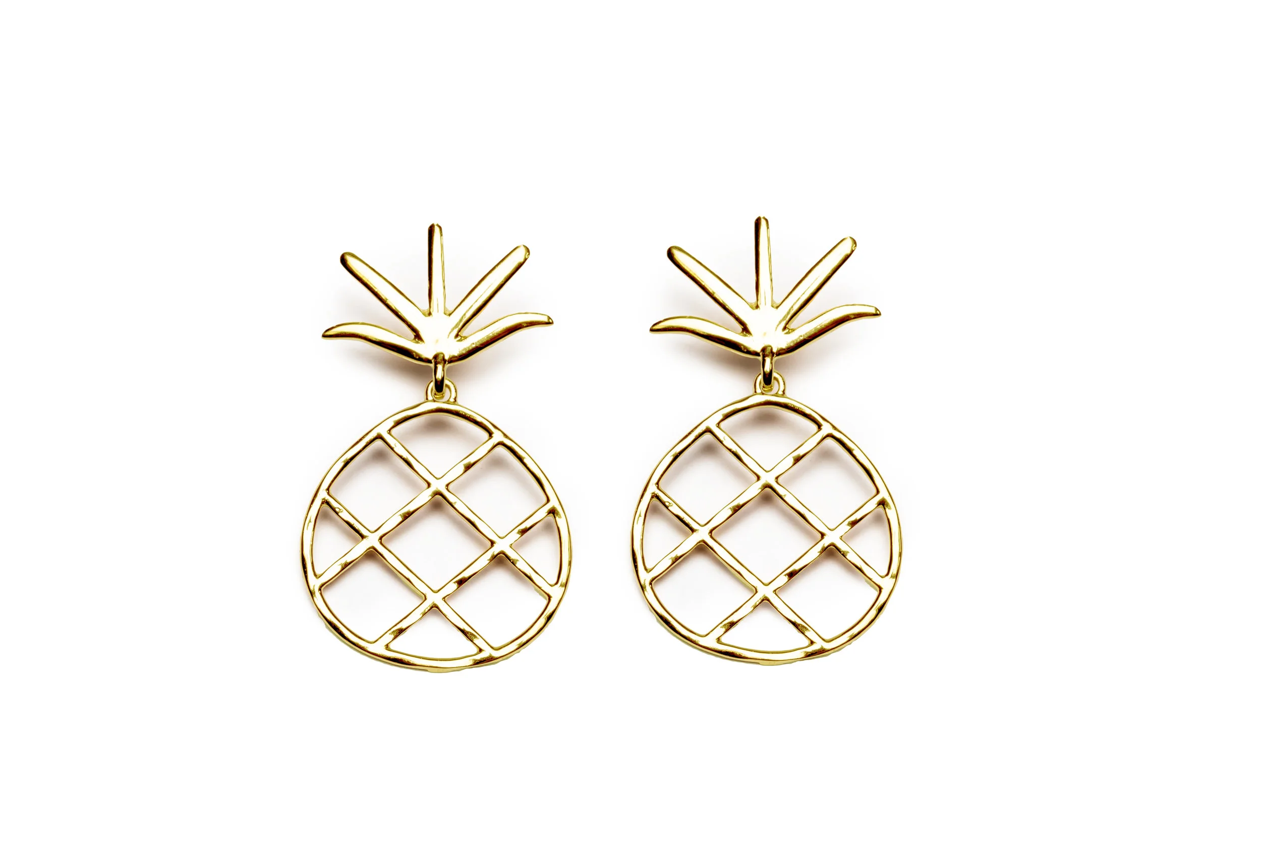 Paradise - Large Pineapple Drop Earrings - Gold.jpg