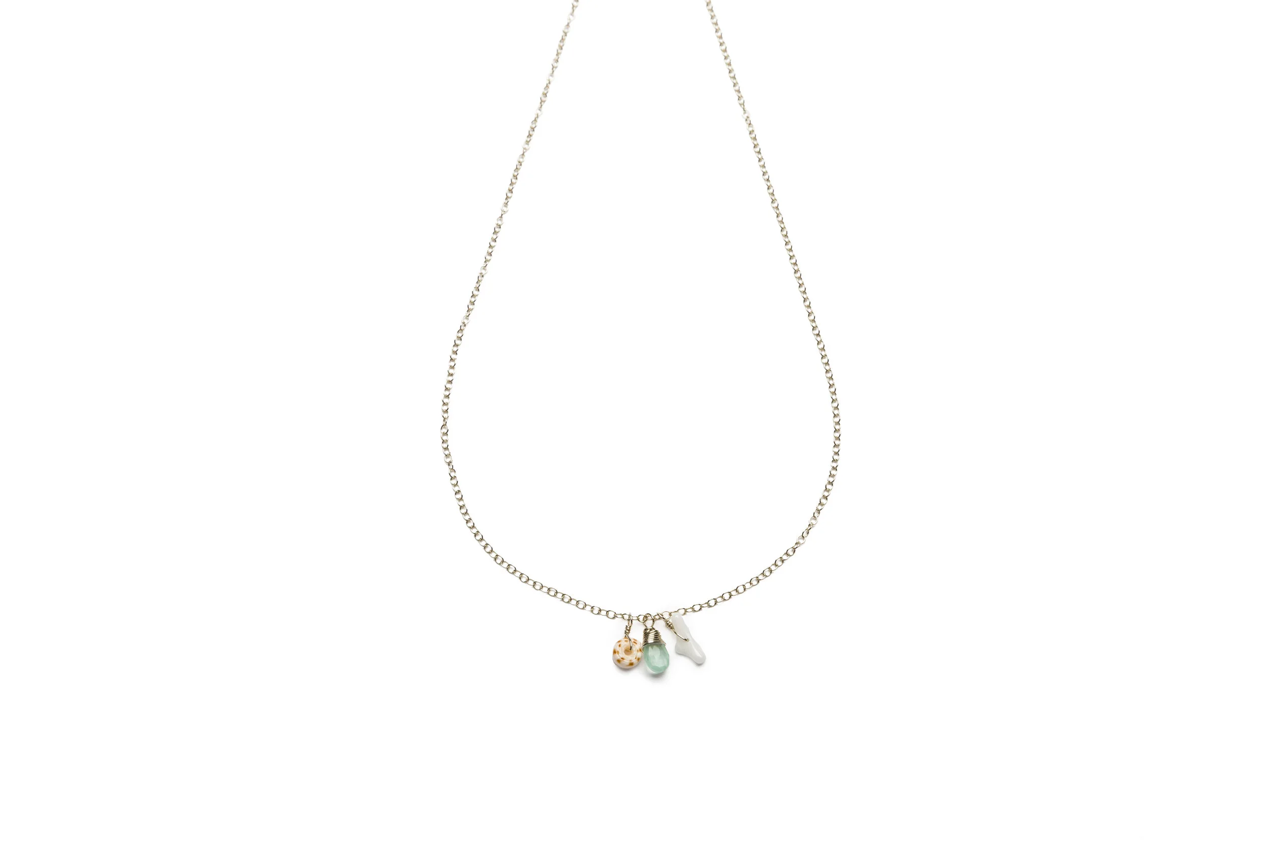 6 - Paradise - Triple Charm Seafoam Necklace - Silver.jpg