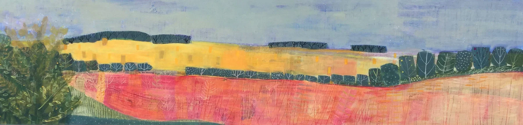 Harvest In The Yorkshire Wolds - Original Painting by Lesley Seeger