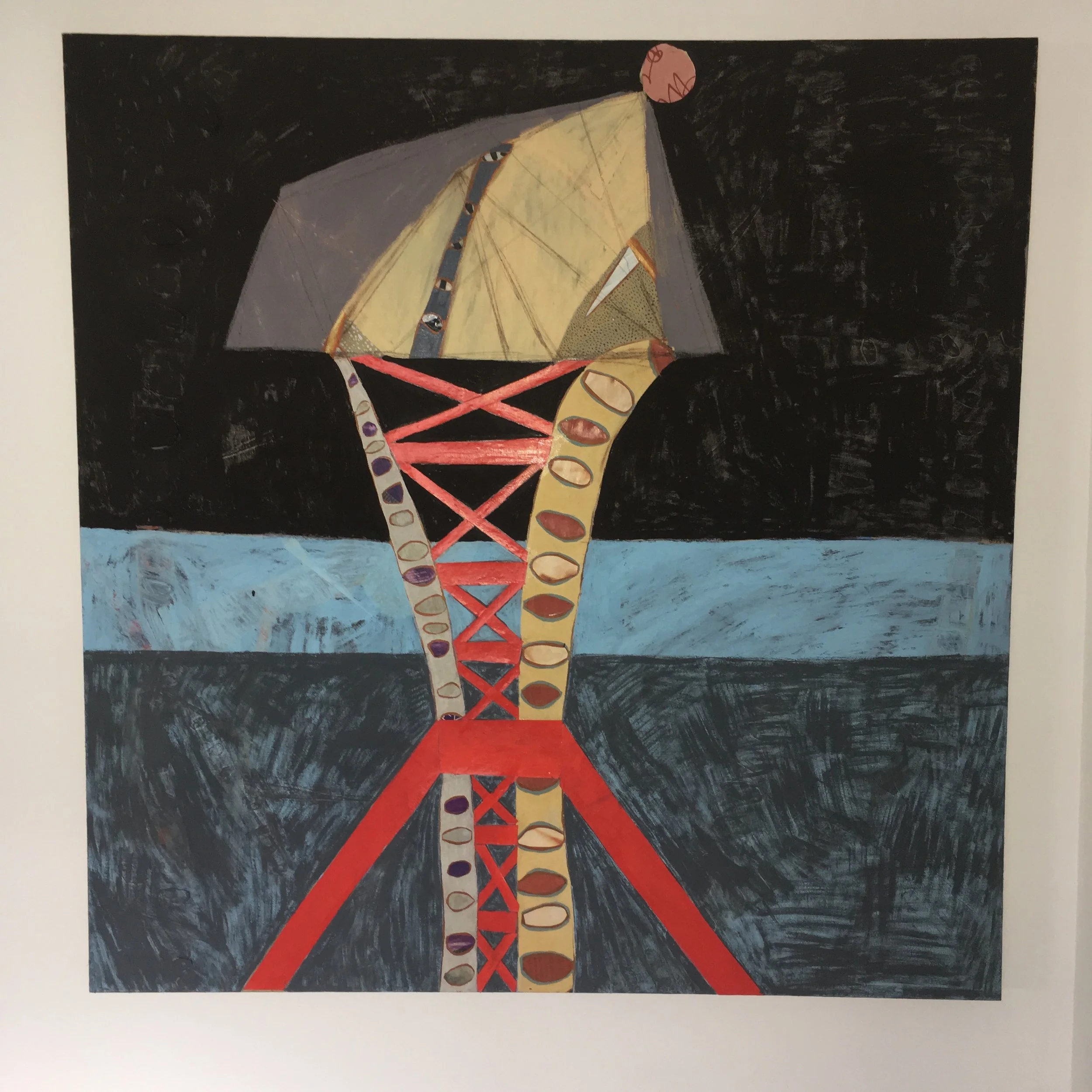 stack. handmade oils and collage on canvas