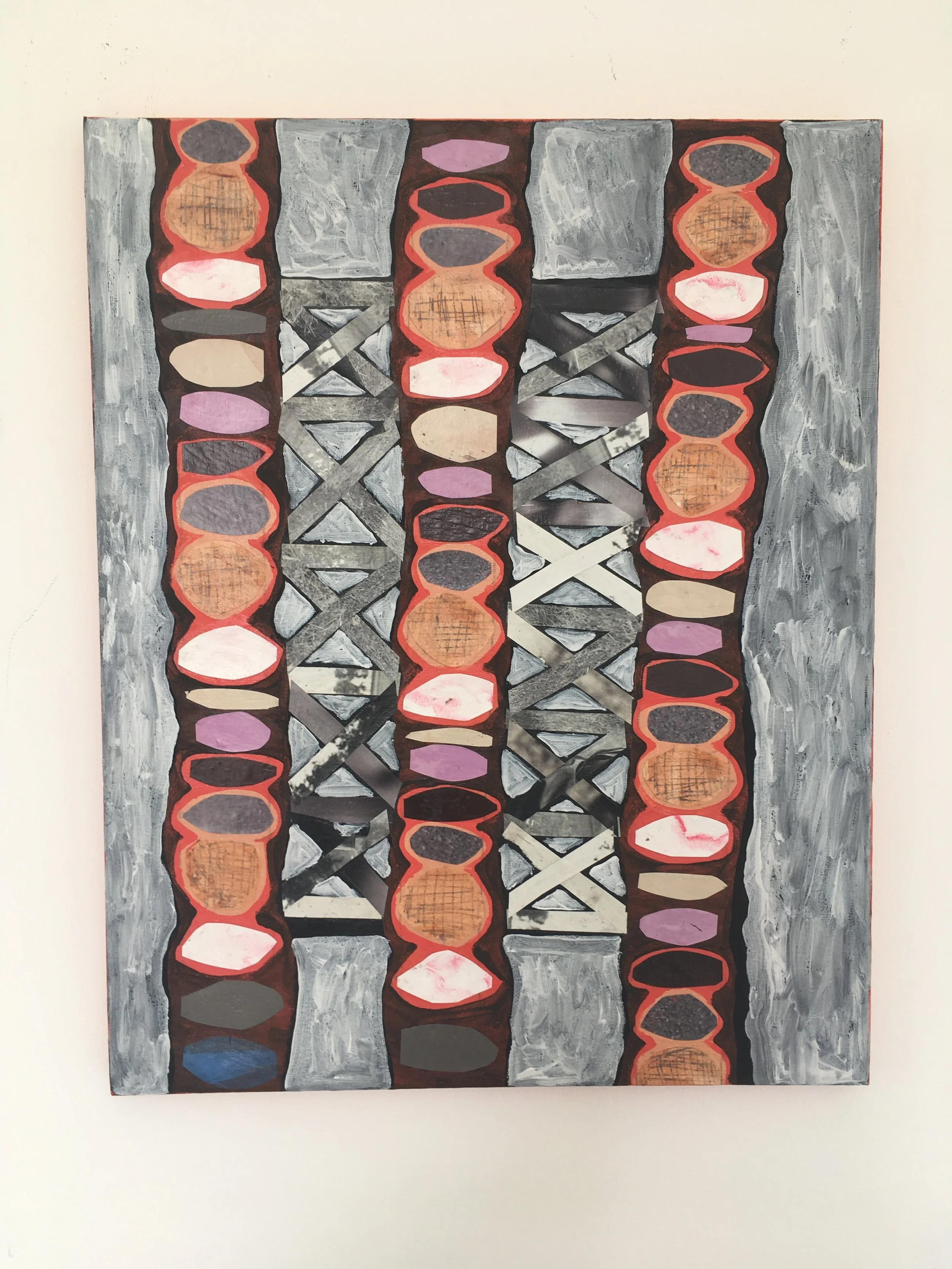  “Kissing Tower”  Collage and handmade oils on Canvas, 2019 