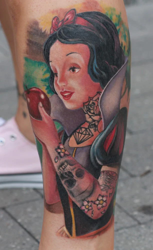 This color tattoo even that is fairly small (around A4 size), took around 11 hours to complete.