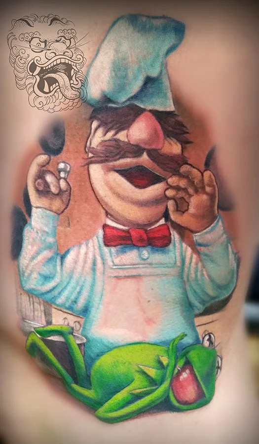 This tattoo was made for a chef. It was fun to do, and unique - crazy idea.