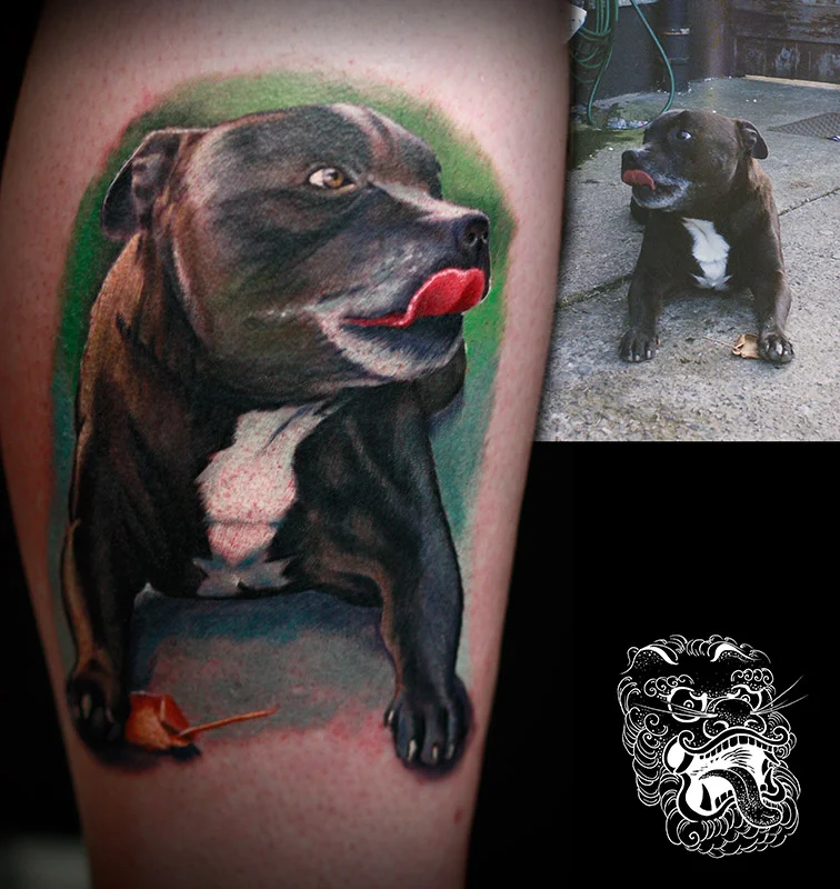 As this is a memory tattoo, picture delivered was of very poor quality and size. To make this tattoo possible I had to spend some time studying this breed and its unique qualities.