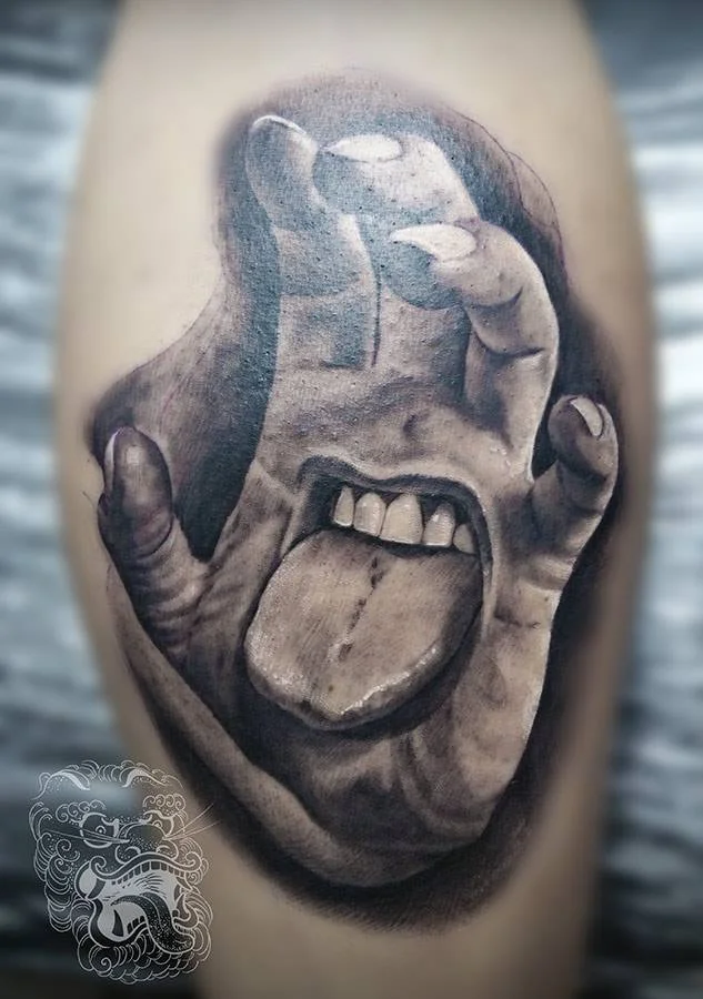 This screaming hand I did in surreal tattoo style. The idea is relatively cartoonish, but I decided to take it further applying rules of realism.