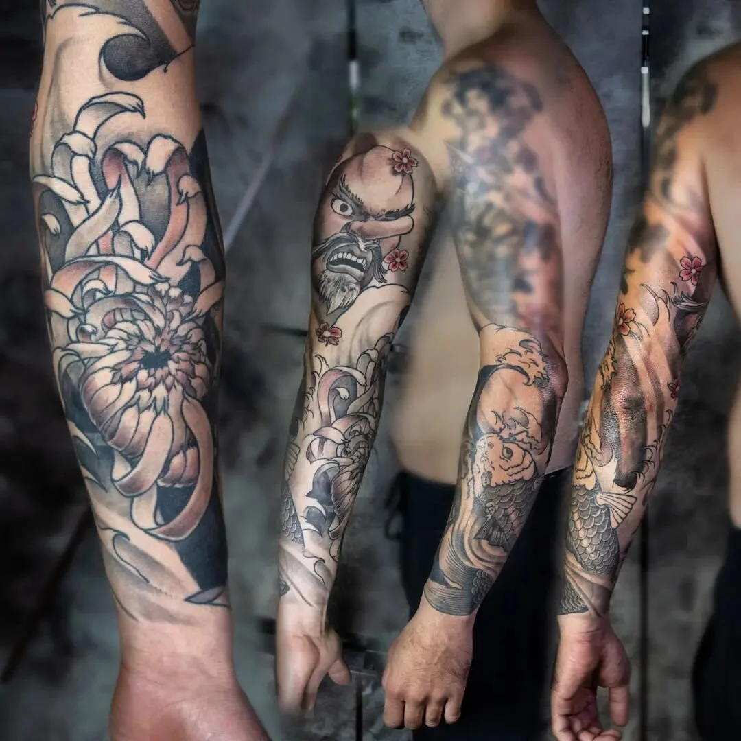 Asian style sleeve for Karol is also finally finished 👌😁 (blurred part wasn't done by me). Thank you Karol! It was a pleasure working with you👌😎 As always! ........................................ #malantattoo #tattoostudio #neuwied #koblenz #tat