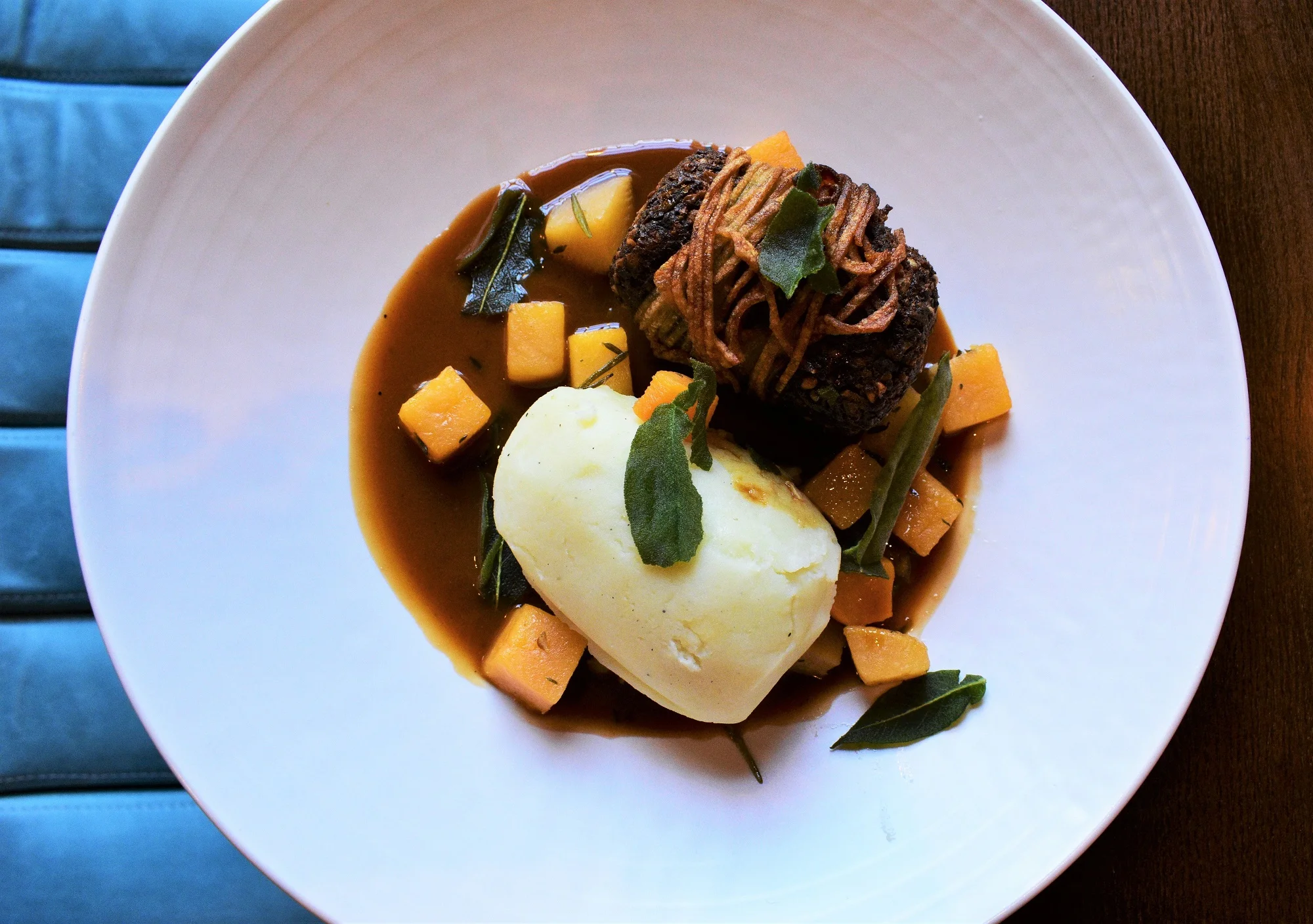 Recipe: homemade haggis with mash, turnip confit and beef sauce