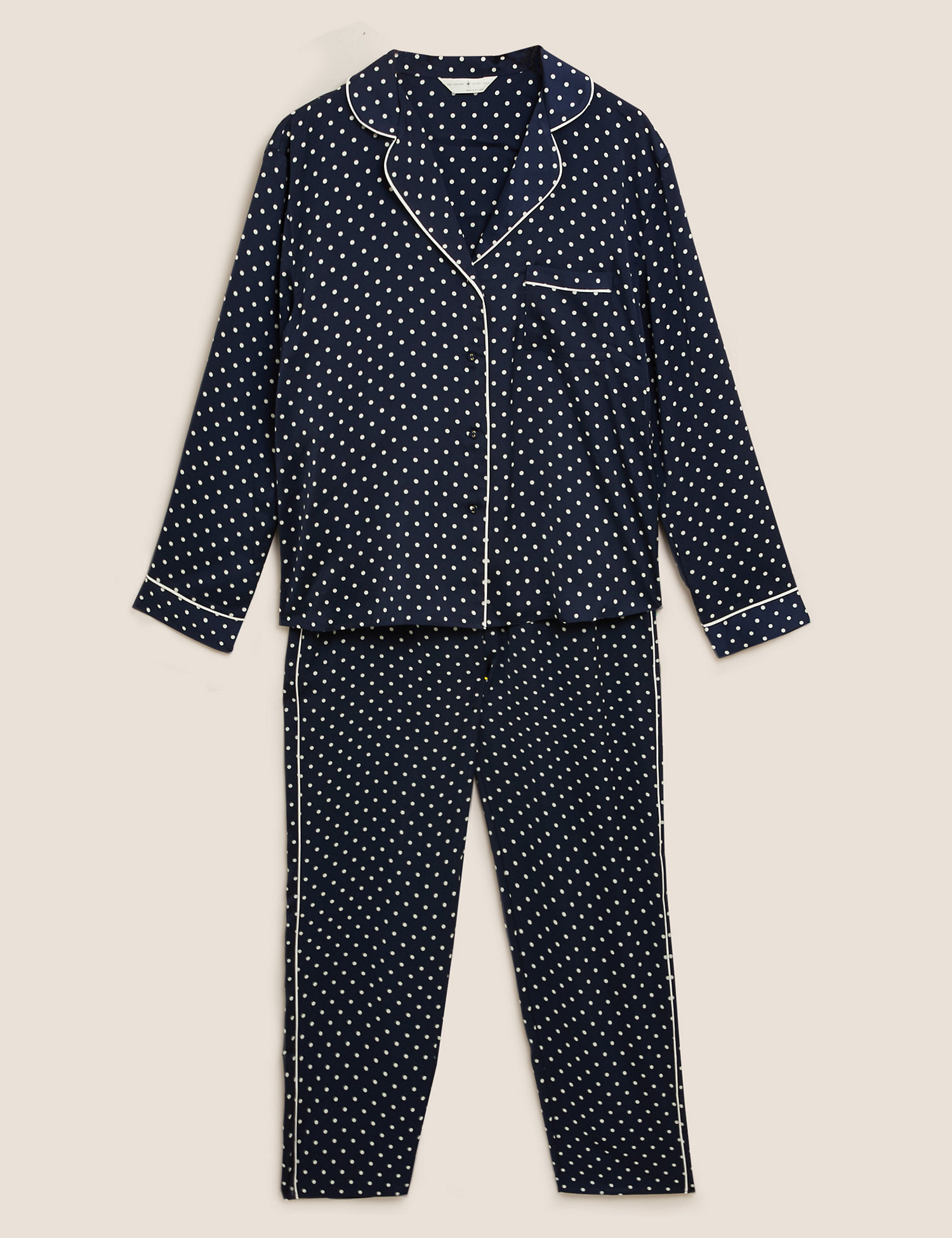 Marks &amp; Spencer Satin Polka Dot Revere Pyjama Set, £29.50