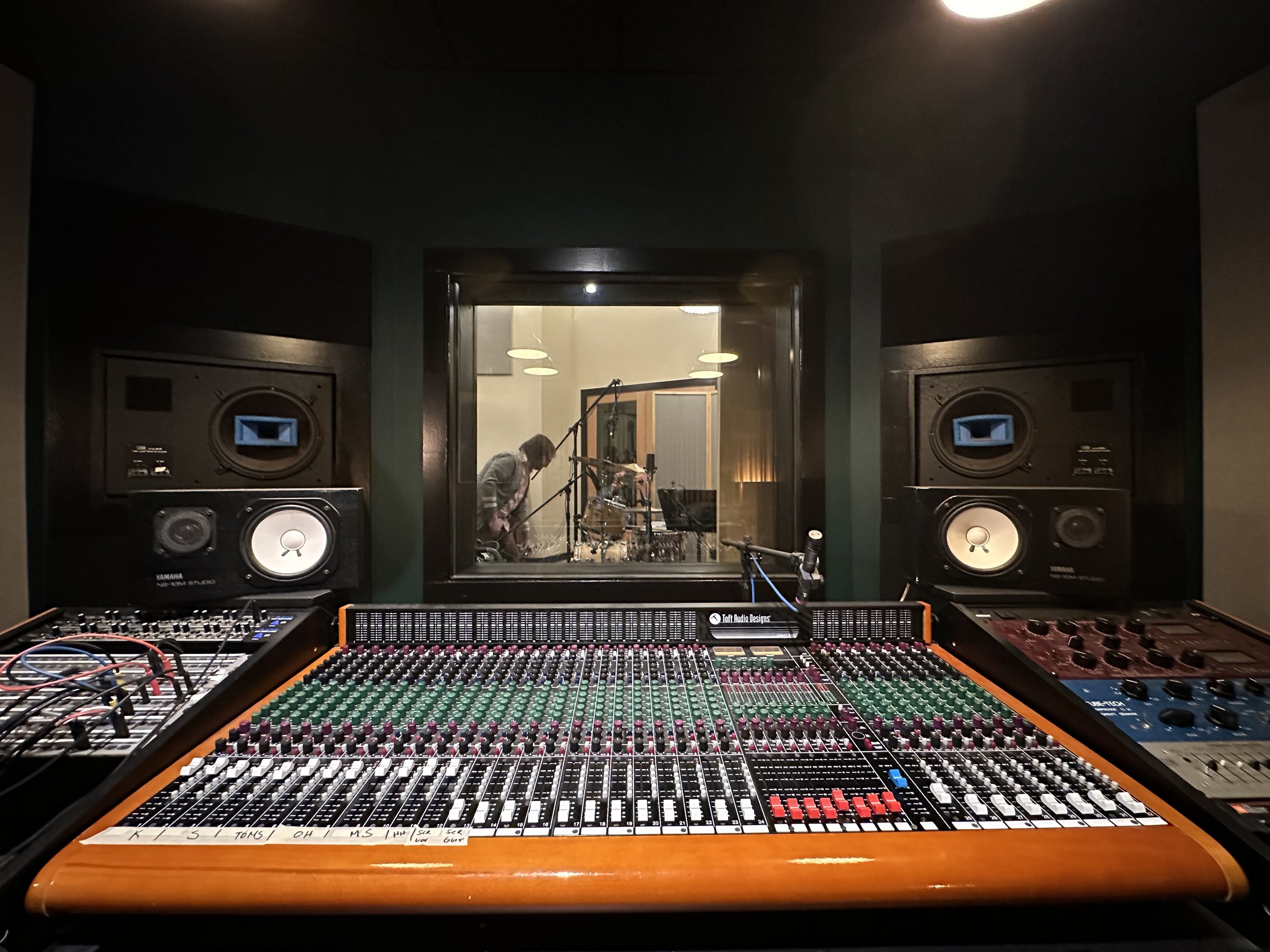 Looking into the studio from the control room
