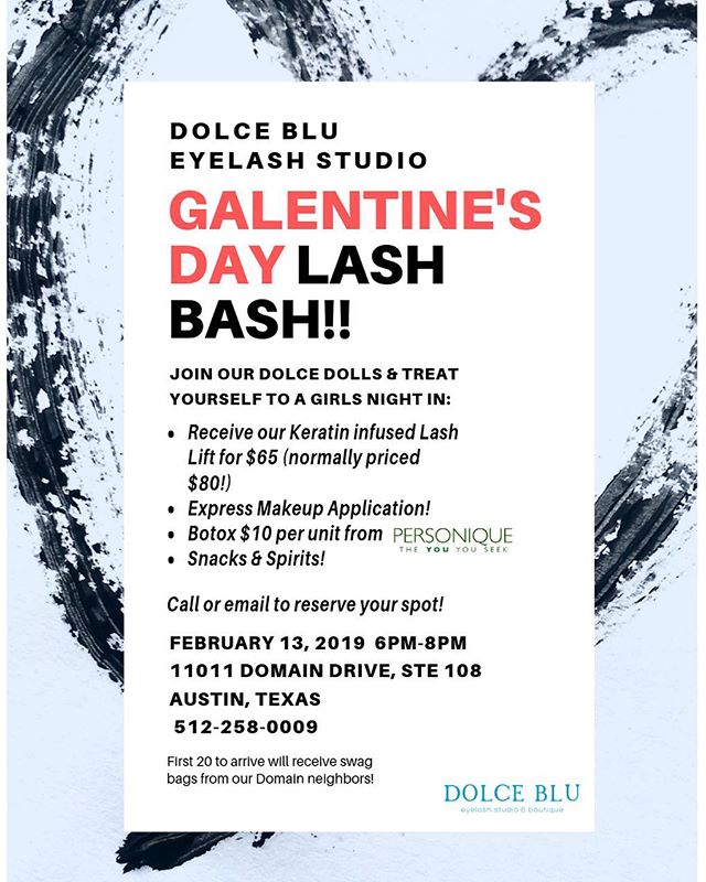 Hey lash babes! Our studio will be hosting a girls night in🍾 this #galentinesday Sign up sheets will be in the studio for anyone wanting to try out our services or just give us a call &amp; we&rsquo;ll put your name down! Discounted lash lifts will 