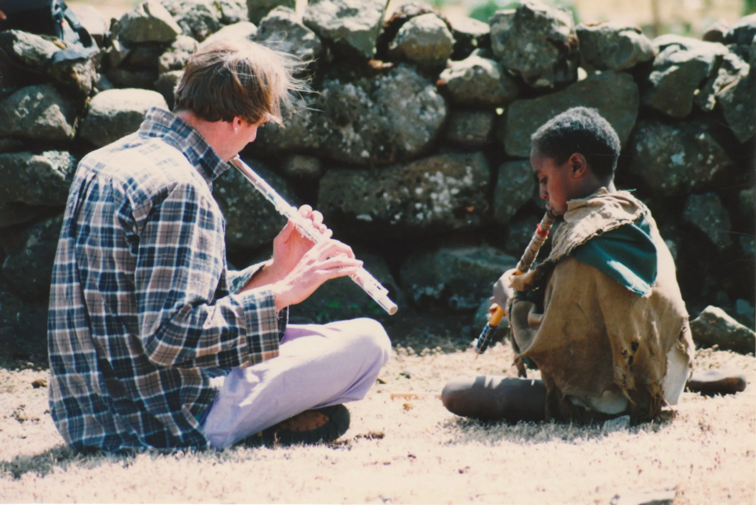 Collaboration with shepherd children, Simien Mountains, Ethiopia 1995