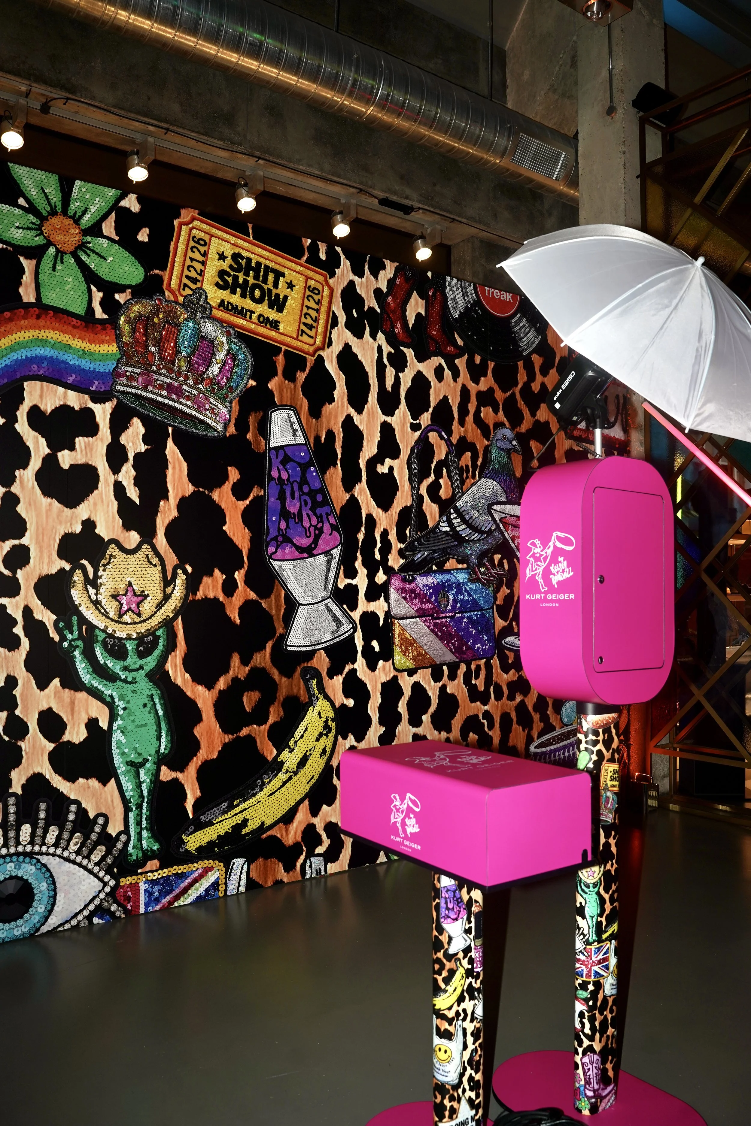 Interactive photo booth at the Kurt Geiger x Kelsey Randall collaboration launch.