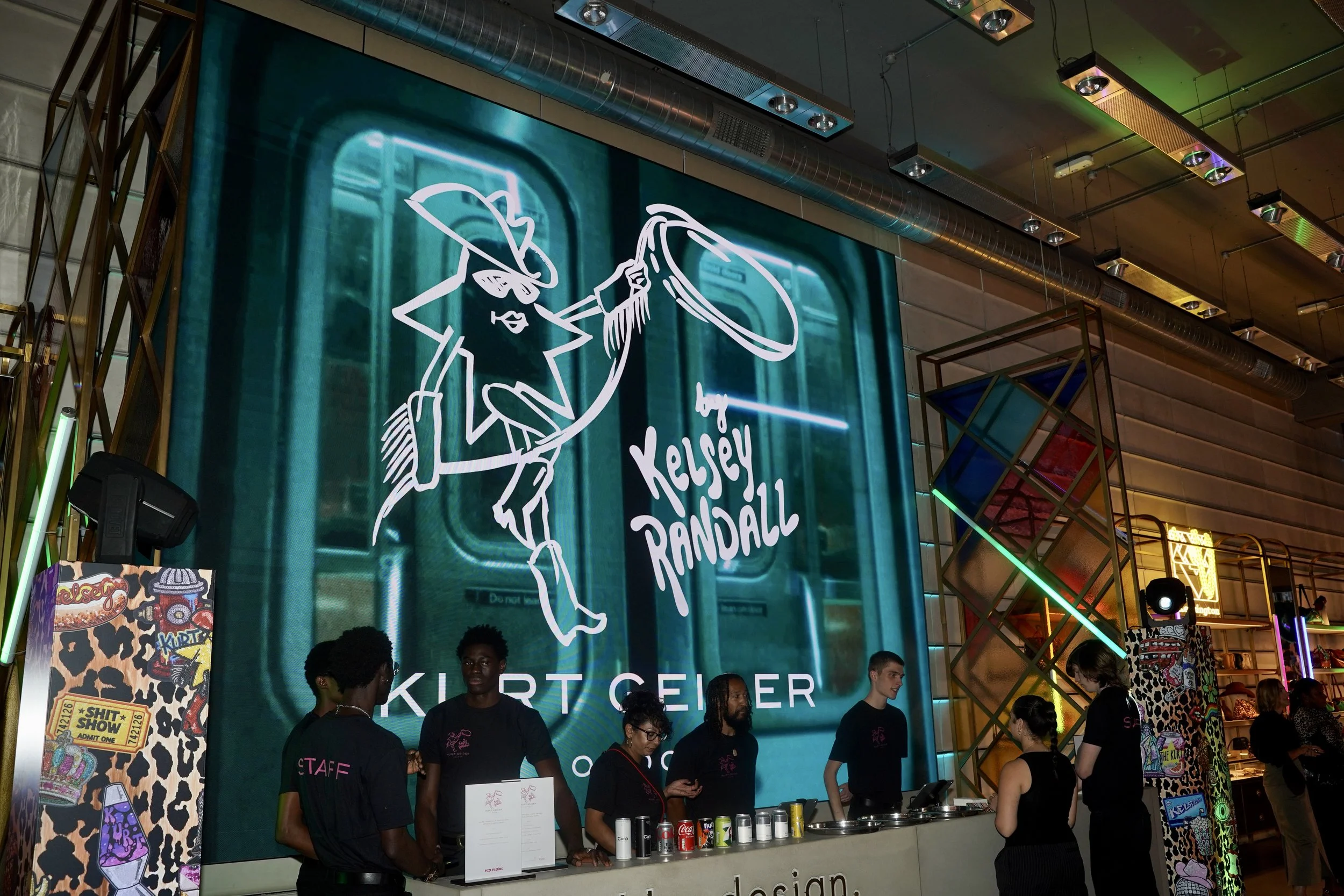 Event design and styling inside Kurt Geiger's Oxford Street flagship store for the Kelsey Randall launch.