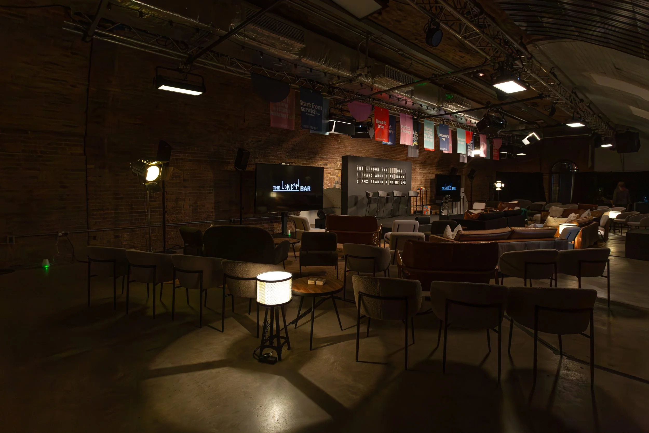 Furniture set for Amazon's The London Bar conference in London.