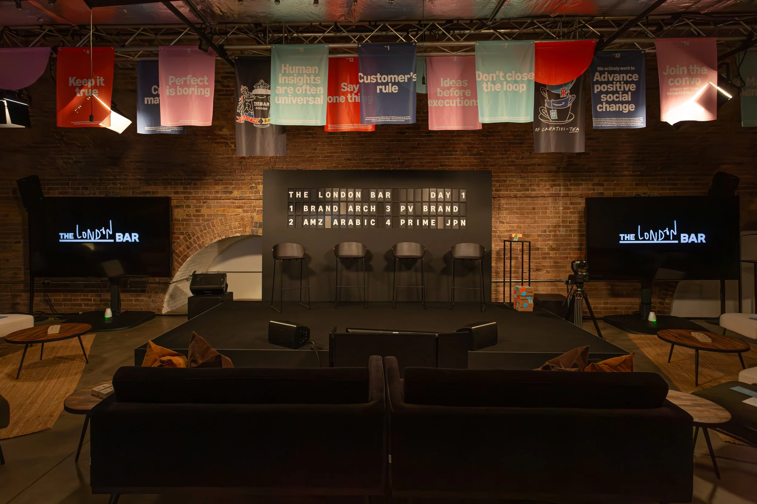 Bespoke stage design for Amazon's The London Bar conference in London.