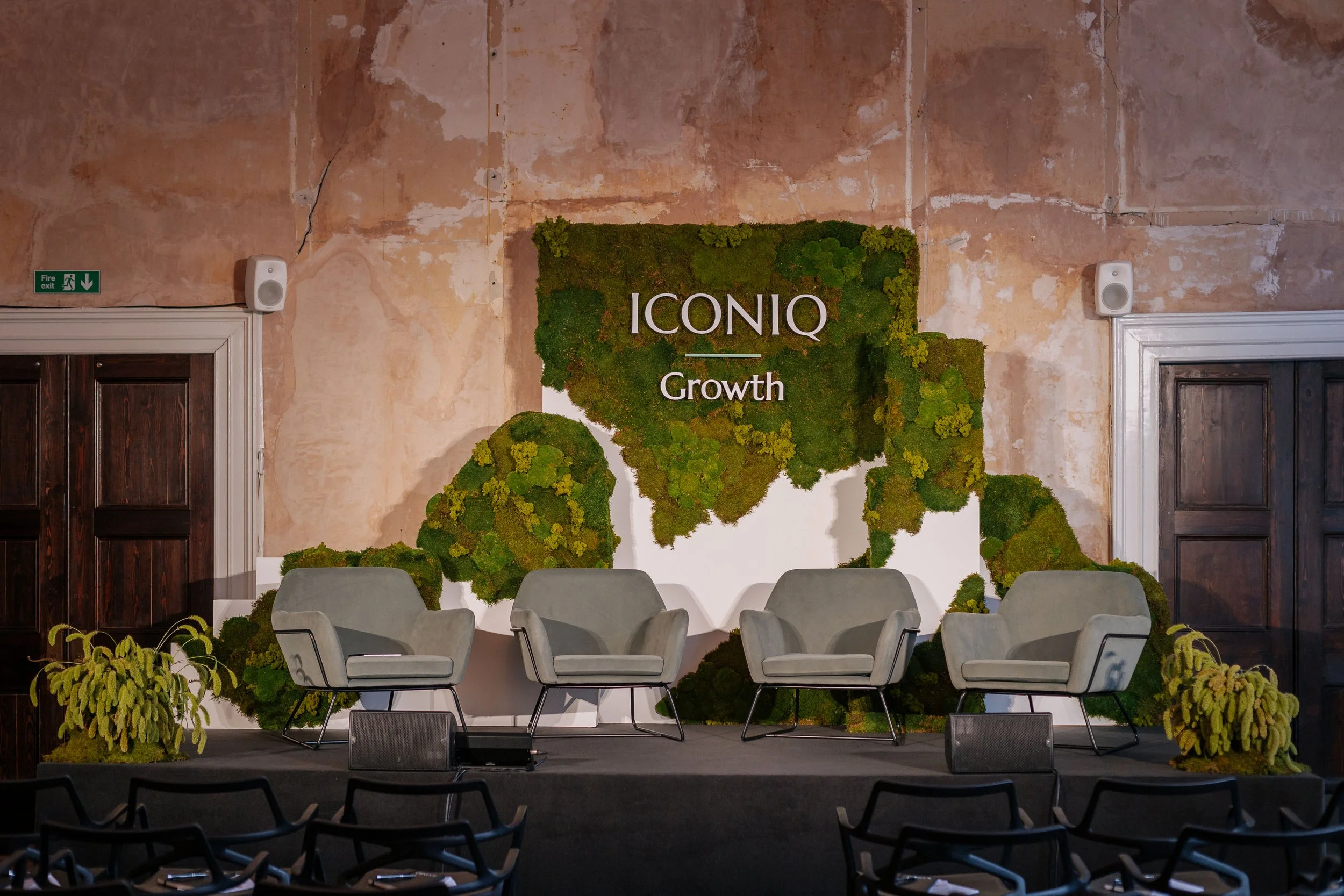 Close-up of bespoke stage design for the ICONIQ Summit in London.