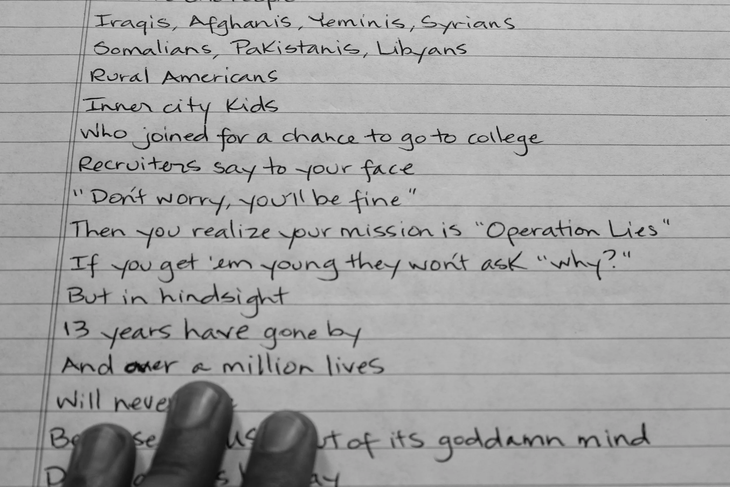  Excerpt of a poem by Angie Hanes, a U.S. veteran who fought in Iraq. She offered this poem for  The Khayamiyya Monument.  