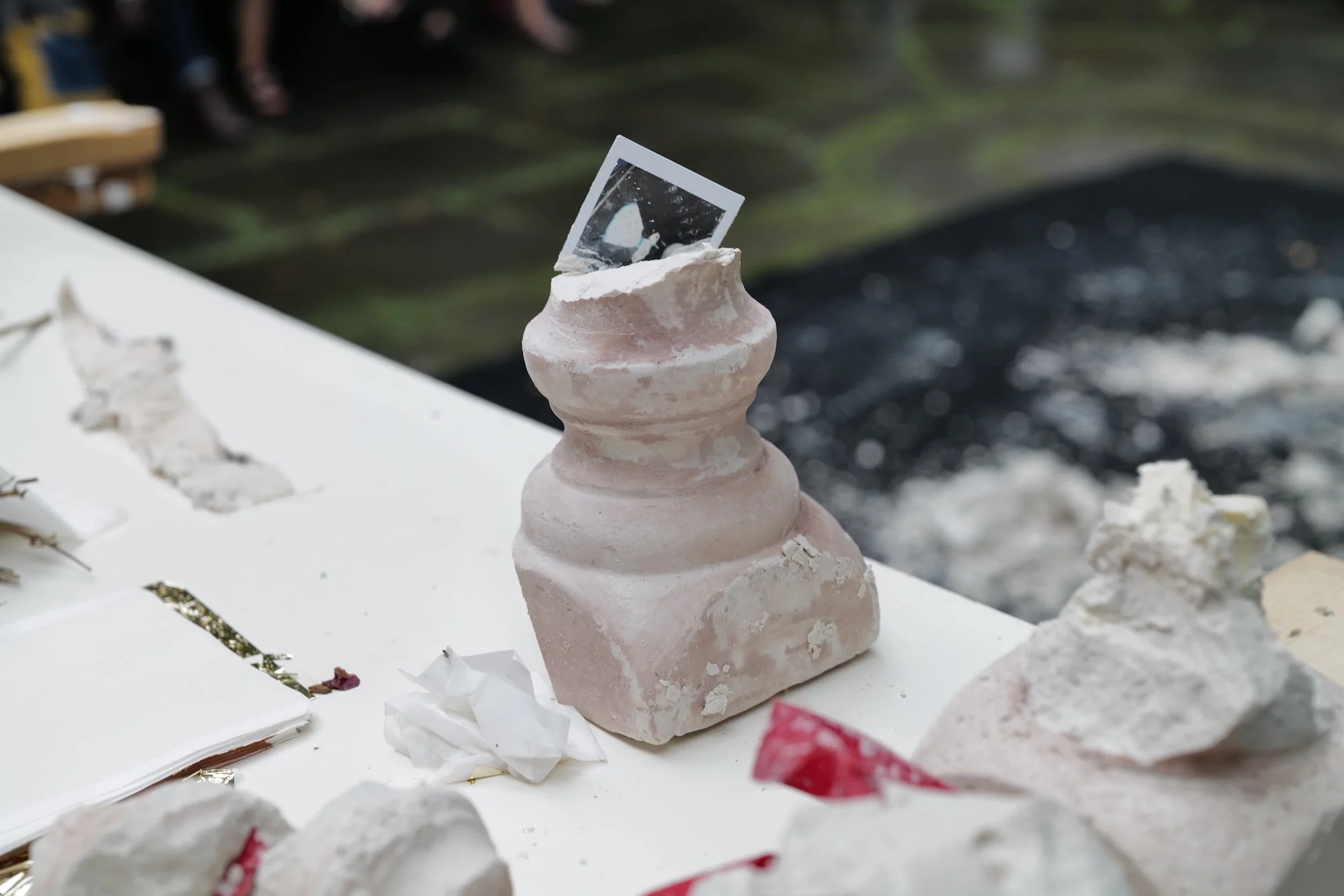   Ecologías Solidarias,  2024, collaboration with Asma Kazmi and Anabel Vázquez Rodríquez, site specific performance in RISD Museum courtyard photo by Marta Fodor 