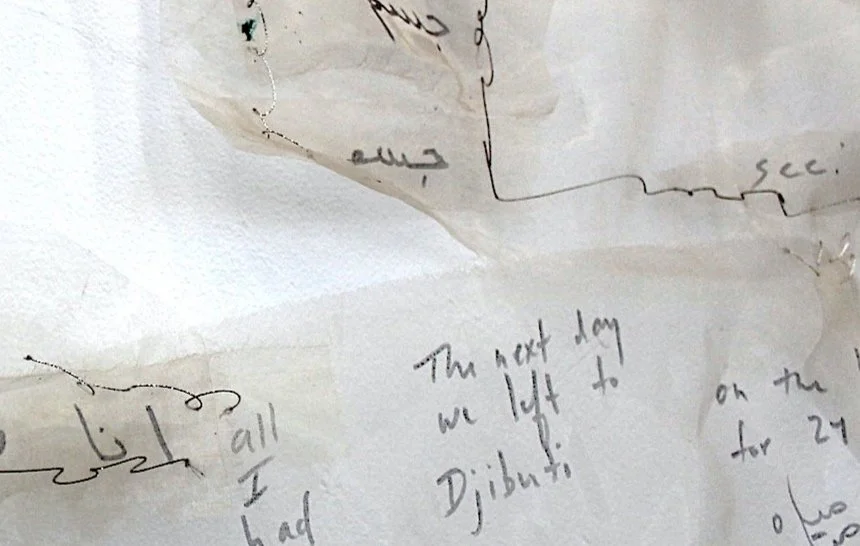 Gismee Maya 1, This Body is Water 1, (detail shot) 2017, collected writings of im/migrants