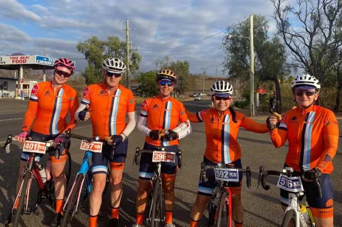 L to R: Cara, Alan, Liz, Helen (practising social distancing) and Alison at the Tent Hill rest stop.