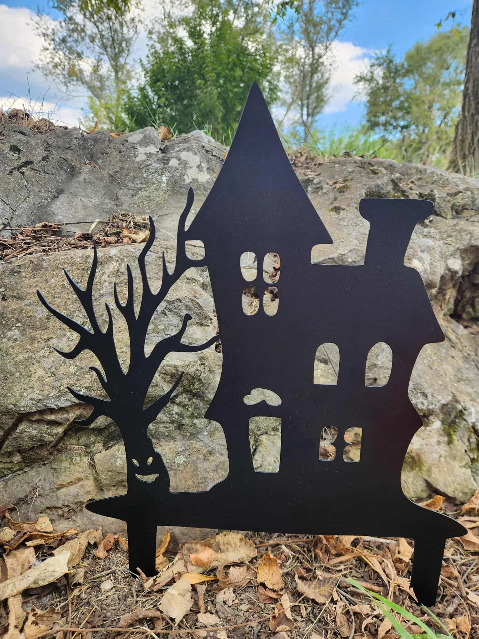 Metal Halloween Haunted House Garden Stake