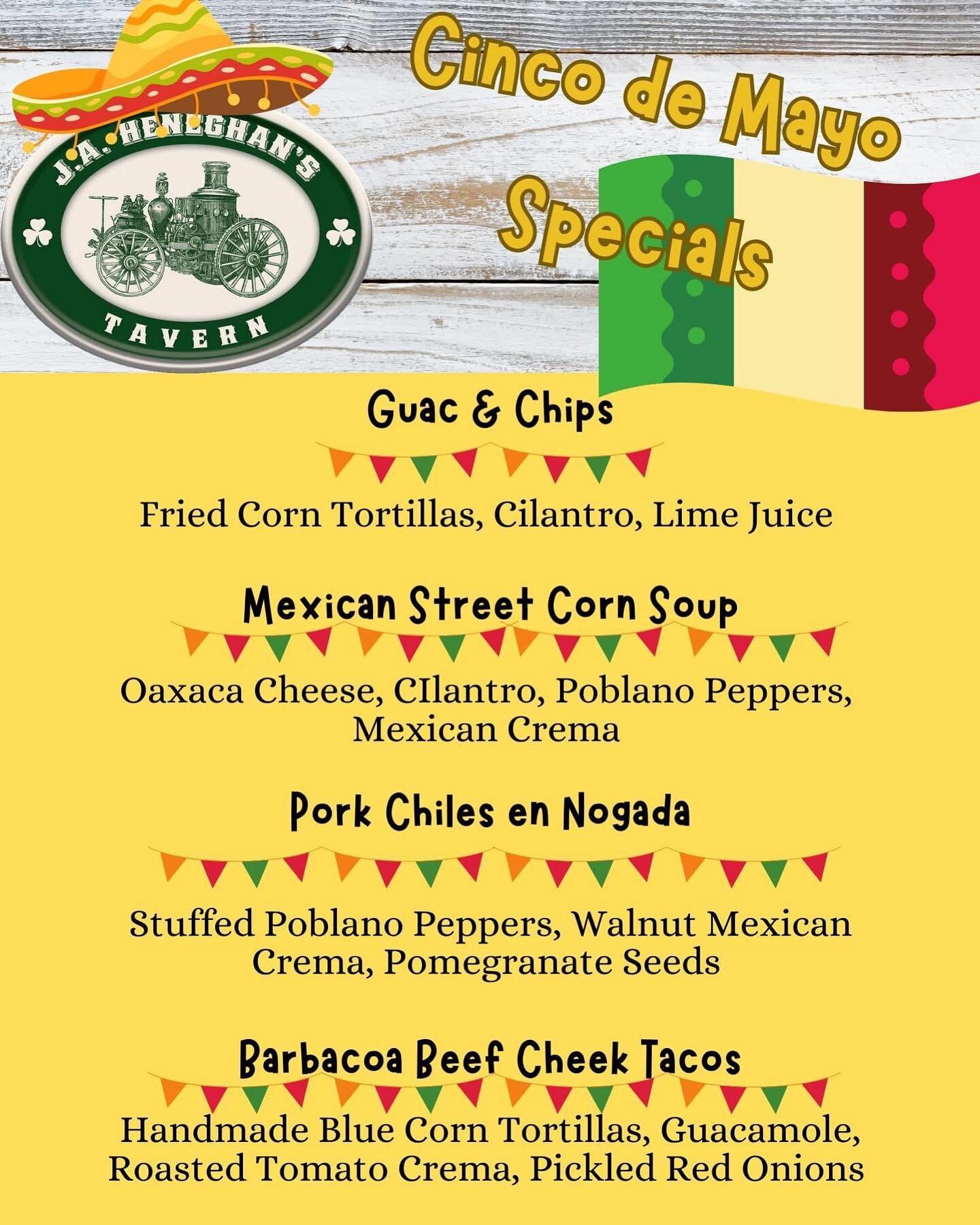 Chef Diego Ramirez ￼is kicking off the festivities this weekend with Cinco de Mayo Specials!! Making￼ their debut in the Tavern is @sidewayspavingco Friday night from 9pm-12am!! We are closed for Brunch this weekend for Private Parties but the Dining