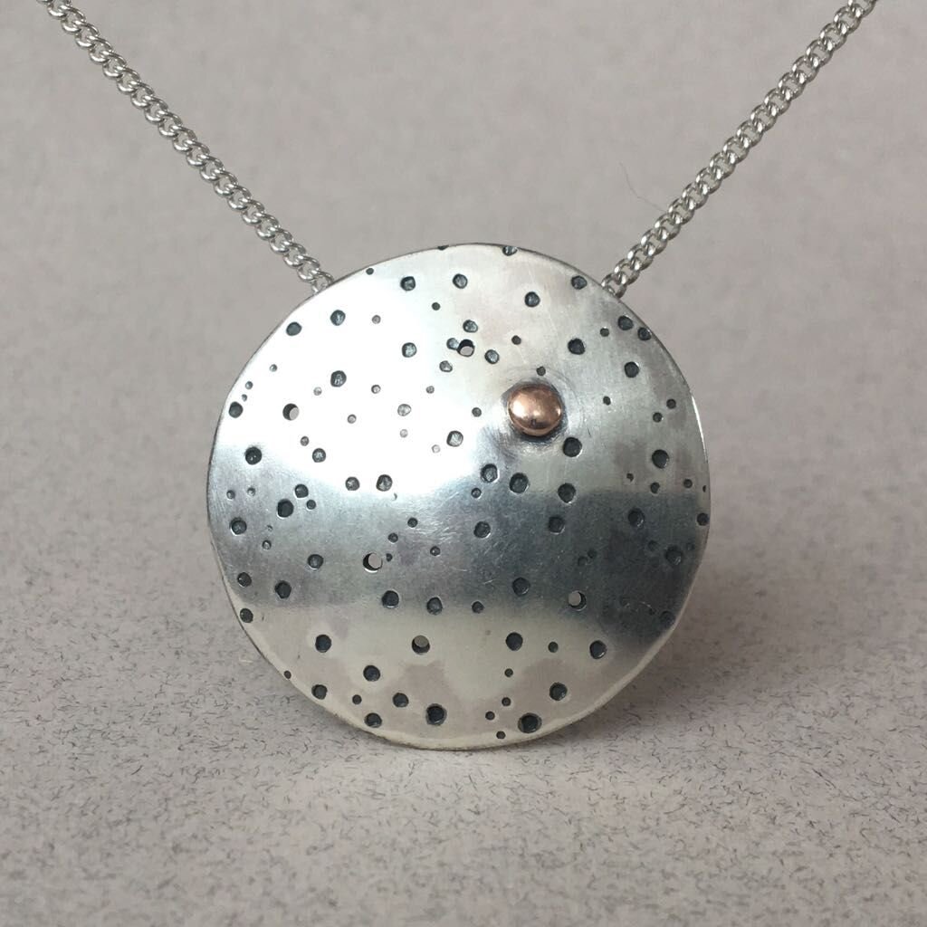 Oversized textured disk necklace