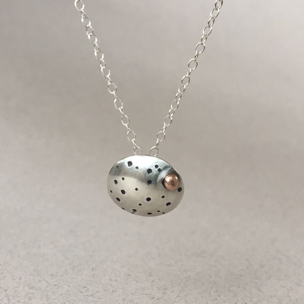 Small textured disk necklace