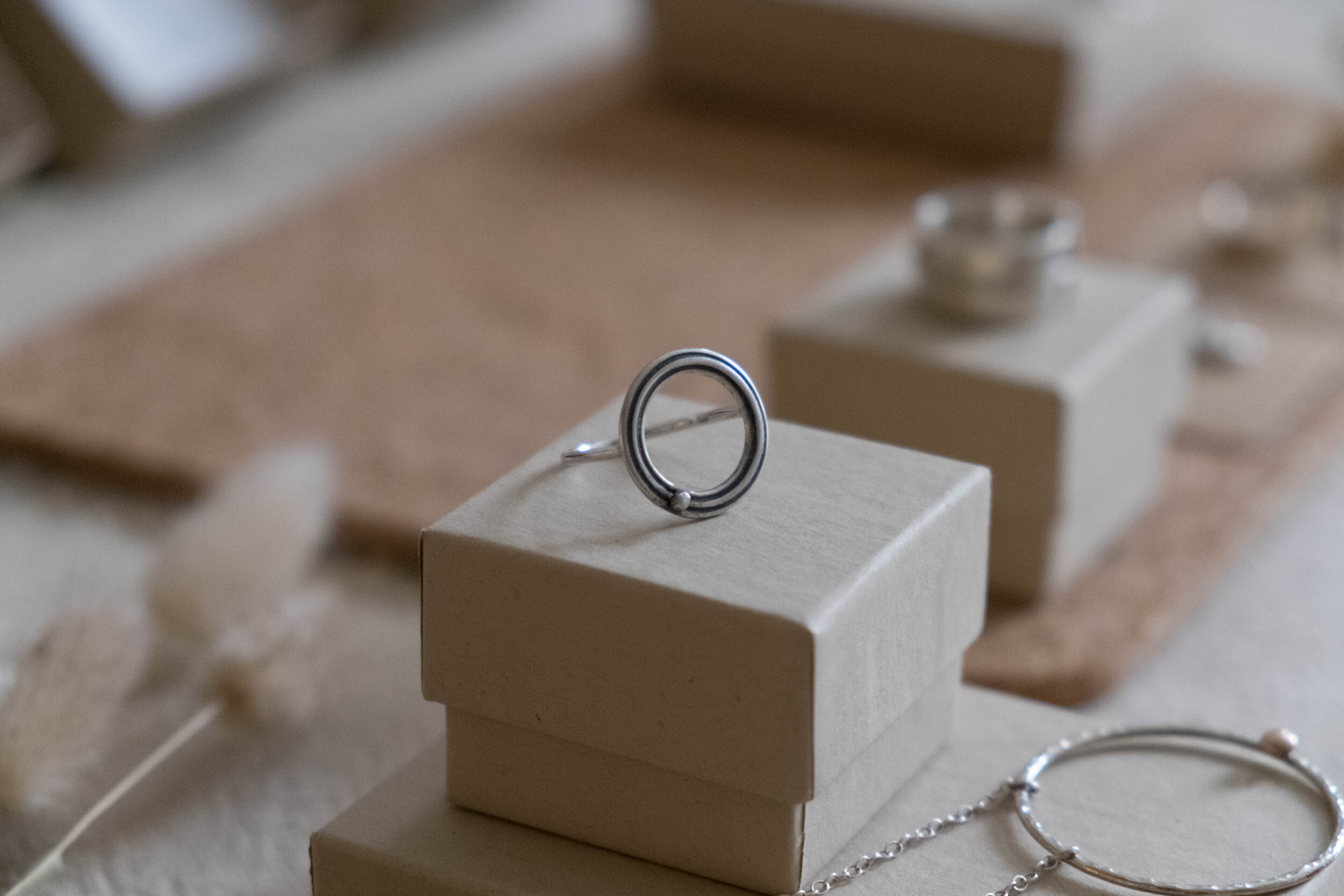 Oxidised circles Ring - Size L